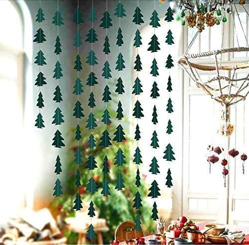 Dark Green Pine Tree Garland Camping Decorations Woodland Theme Baby Shower One Happy Camper Birthday Party Decoration Camp Classroom Decor Hanging Glamping Streamers Bday Photo Backdrop