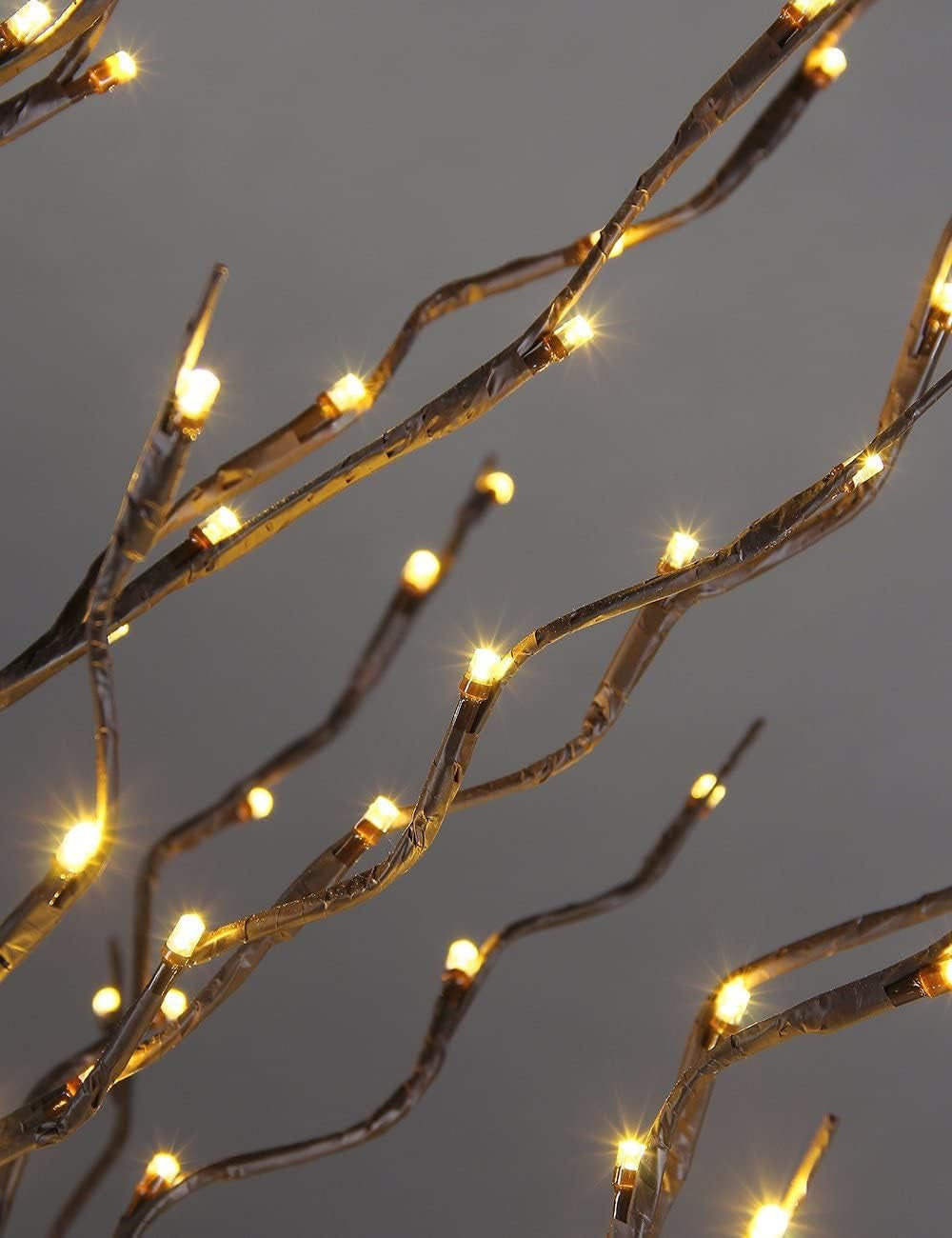 Set of 3 Star Light Trees Christmas Decorations, Including 3 Feet, 5 Feet, and 6 Feet, Warm White Christmas Tree, Brown Branch