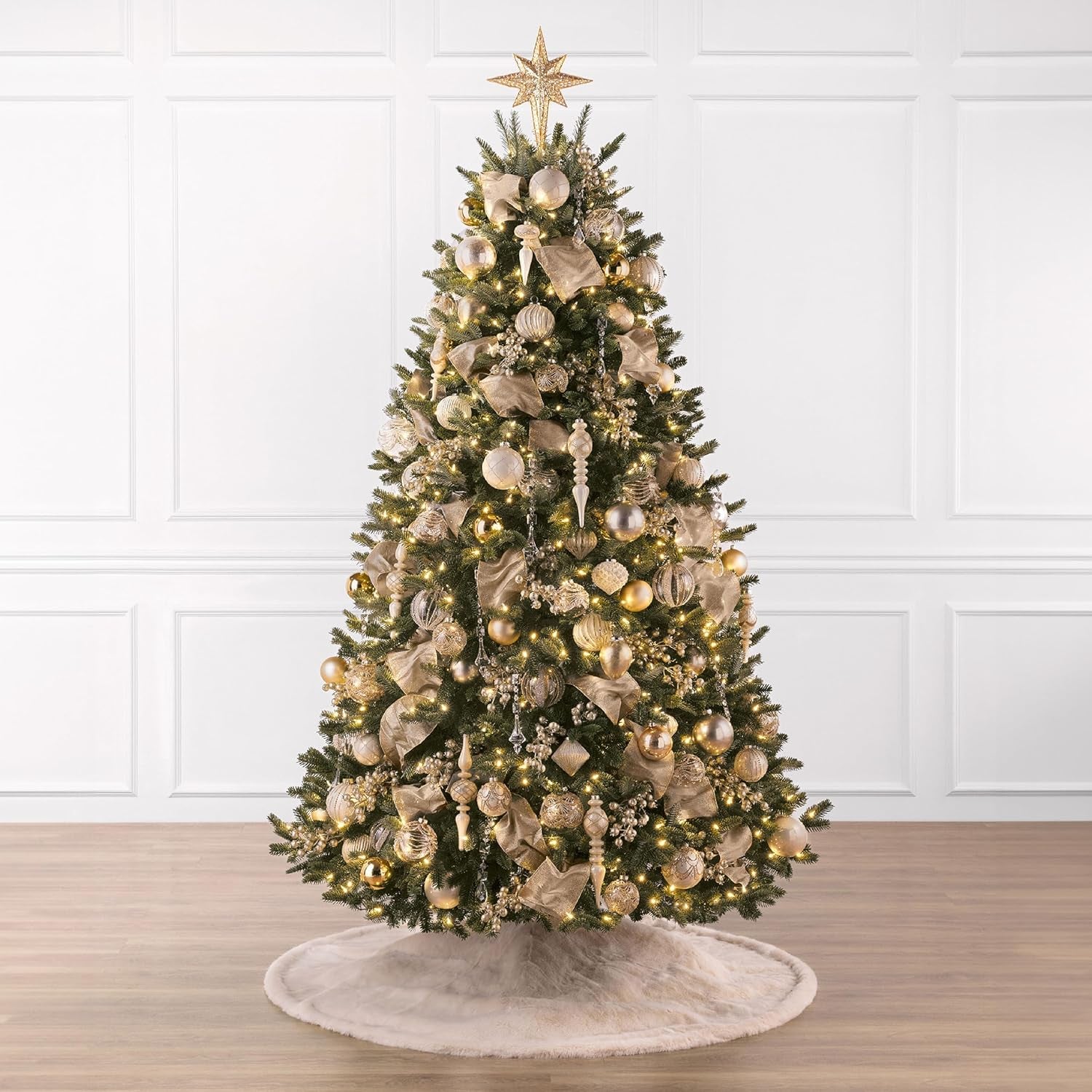 BH Fraser Fir - Full Christmas Tree with Most Realistic True Needle Foliage, Easy Plug Technology & Multiple Height and Lighting Options, LED Clear, 12Ft