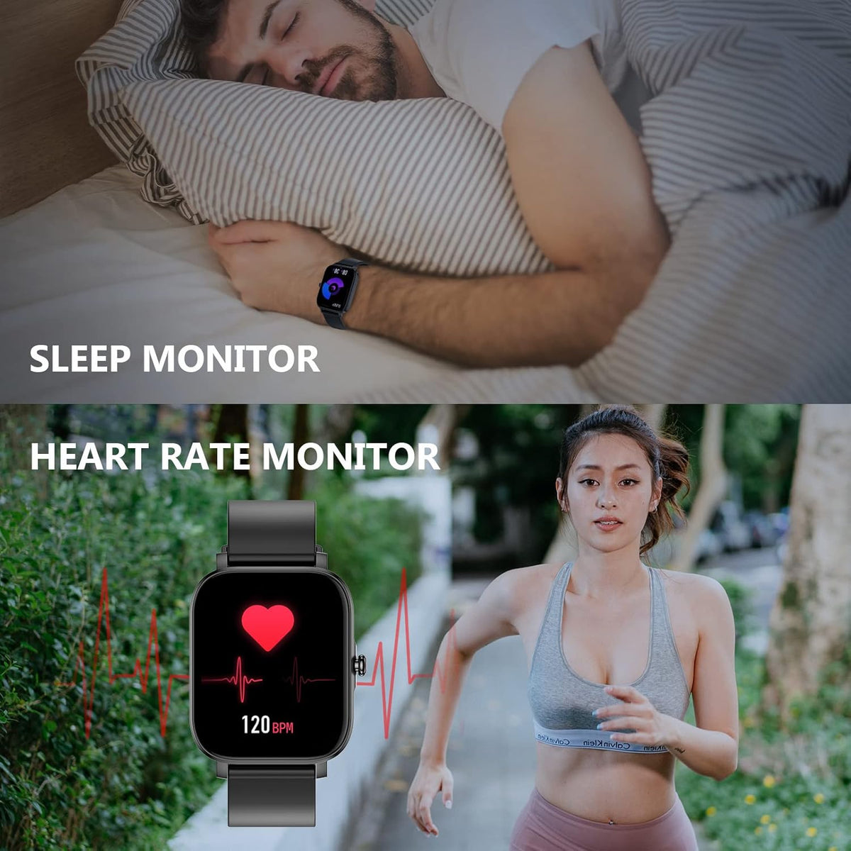 Smart Watch for Men Women Smartwatch 1.83" for Iphone Samsung Android Phone Compatible, Fitness Tracker Watch with Pedometer, Heart Rate/Sleep Monitor, Blood Oxygen, IP68 Waterproof