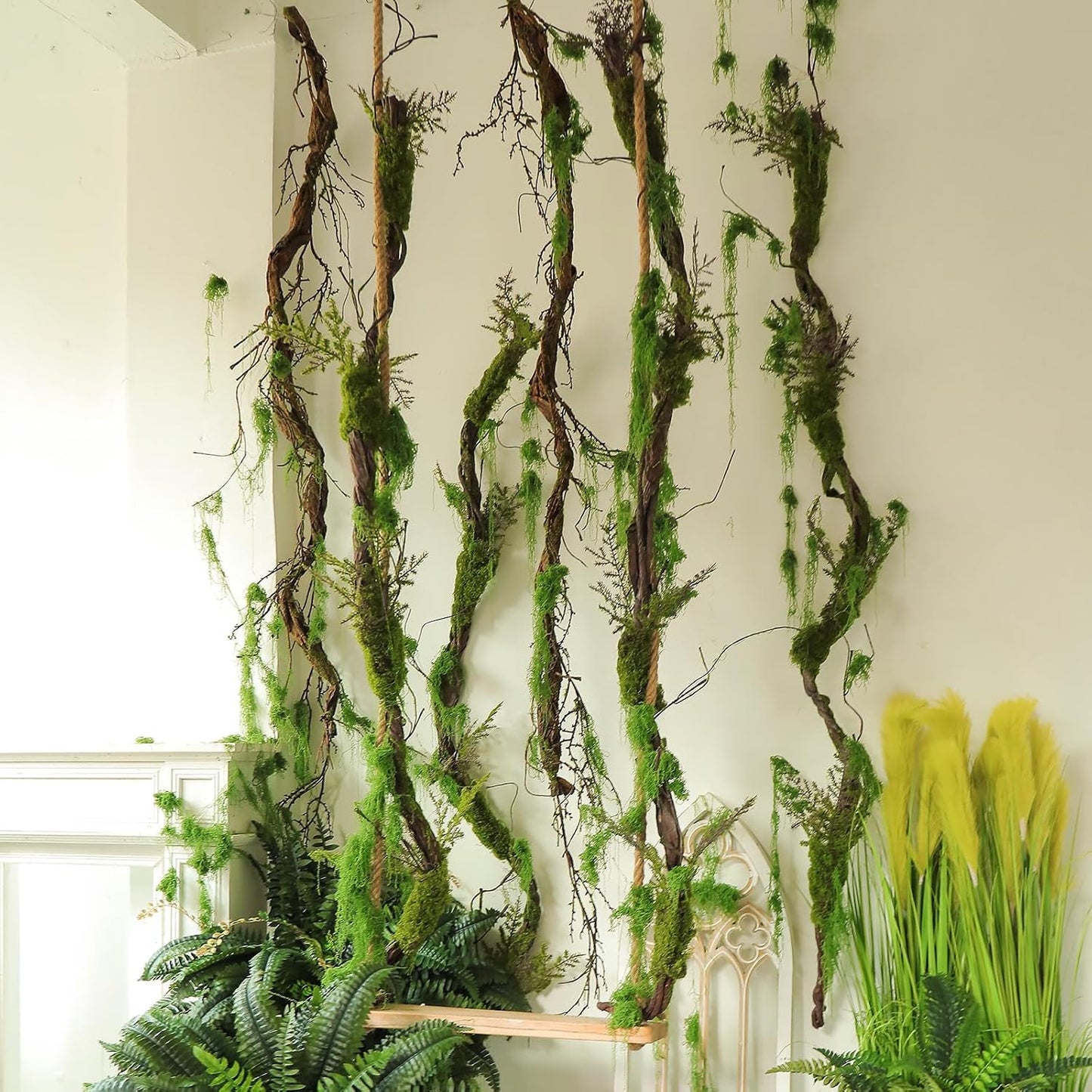 78" Large Bendable Fake Tree Trunk Branch Wall Hanging Moss Vine