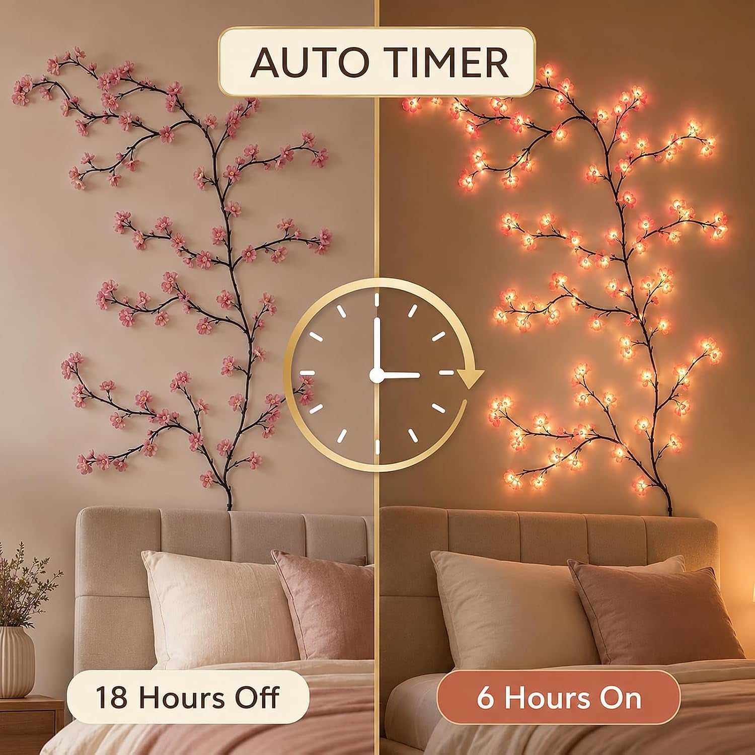 Cherry Blossom Willow Vine LED Tree Branch Lights 4FT 48 LED for Wall Decor