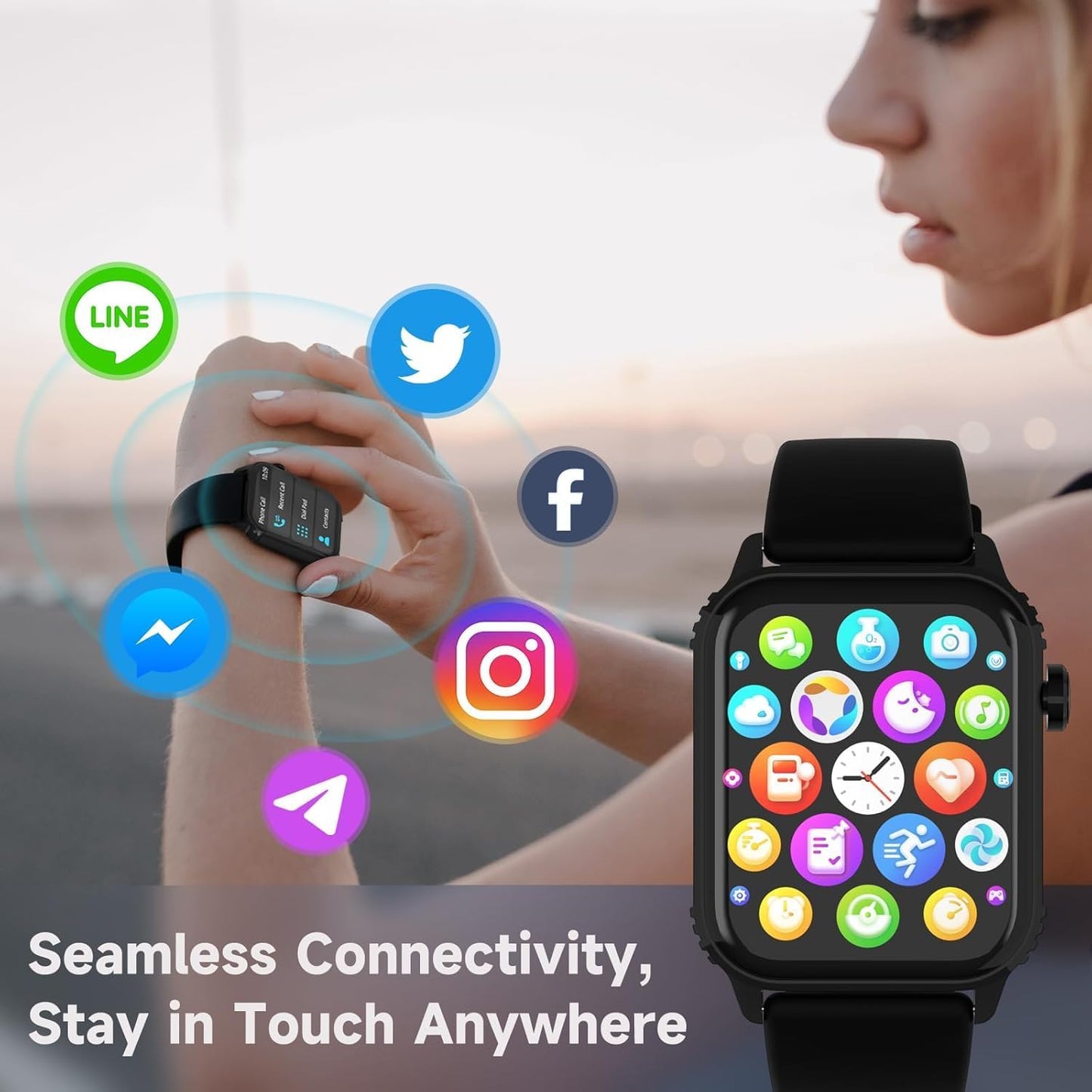 Smart Watch for Men, 120 Sports Modes Smartwatch with 1.83" HD, Alexa Built-In, Heart Rate/Sleep Monitor, IP67 Waterproof, Bluetooth Call & Music Control Fitness Watch for Iphone/Android (Black)