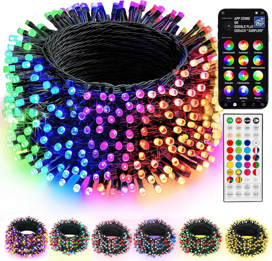 Smart Color Changing Christmas Lights, 66FT 200 LED RGB String Lights with Remote & App Controlled, Halloween Decorations for Indoor Outdoor Holiday Xmas Tree Party Decor