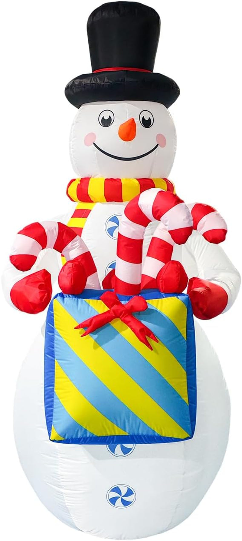 8Ft Tall Inflatable Snowman Christmas Decorations,Built-In LED Lights Outdoor Holiday Decor with Gift Box and Candy Canes, Fast Self-Inflating,For Yard Holiday Xmas New Year