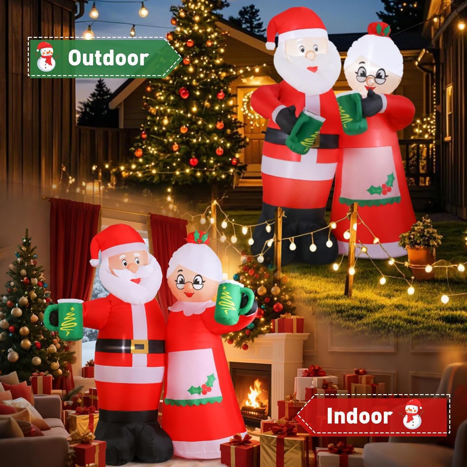 7FT Animated Christmas Inflatables Santa Claus Outdoor Decorations, Cheers Santa Inflatable Christmas Decorations with Built-In Leds, Christmas Blow up Yard Decorations for Garden Lawn Outdoor