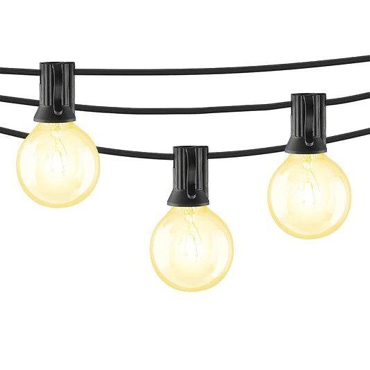 Beams 1W G40 Globe Bulb LED Weatherproof Indoor/Outdoor String Lights, 25 Ft, Black
