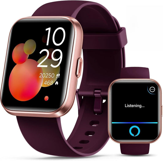 Smart Watches for Women, Smart Watch for Android Phones & Iphone, Fitness Watches for Women with Alexa, Call & Notification Alerts, Tracks Heart Rate/Sleep Smartwatches (Dark Purlple, 1.8 Inches)