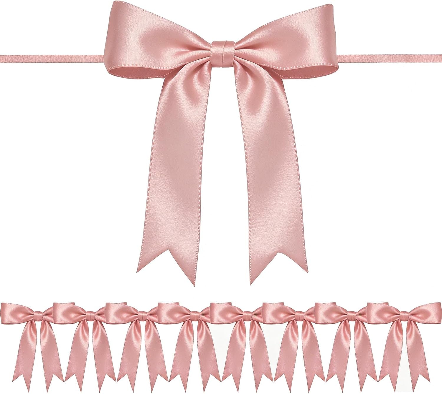 1 String Pink Bow Garland Banner Decorations, Pre-Strung Satin Ribbon Bows for Birthday, Baby Shower, Bridal Shower, Coquette Girls Room, Bow Themed Party, Wedding, Christmas Tree Decorations