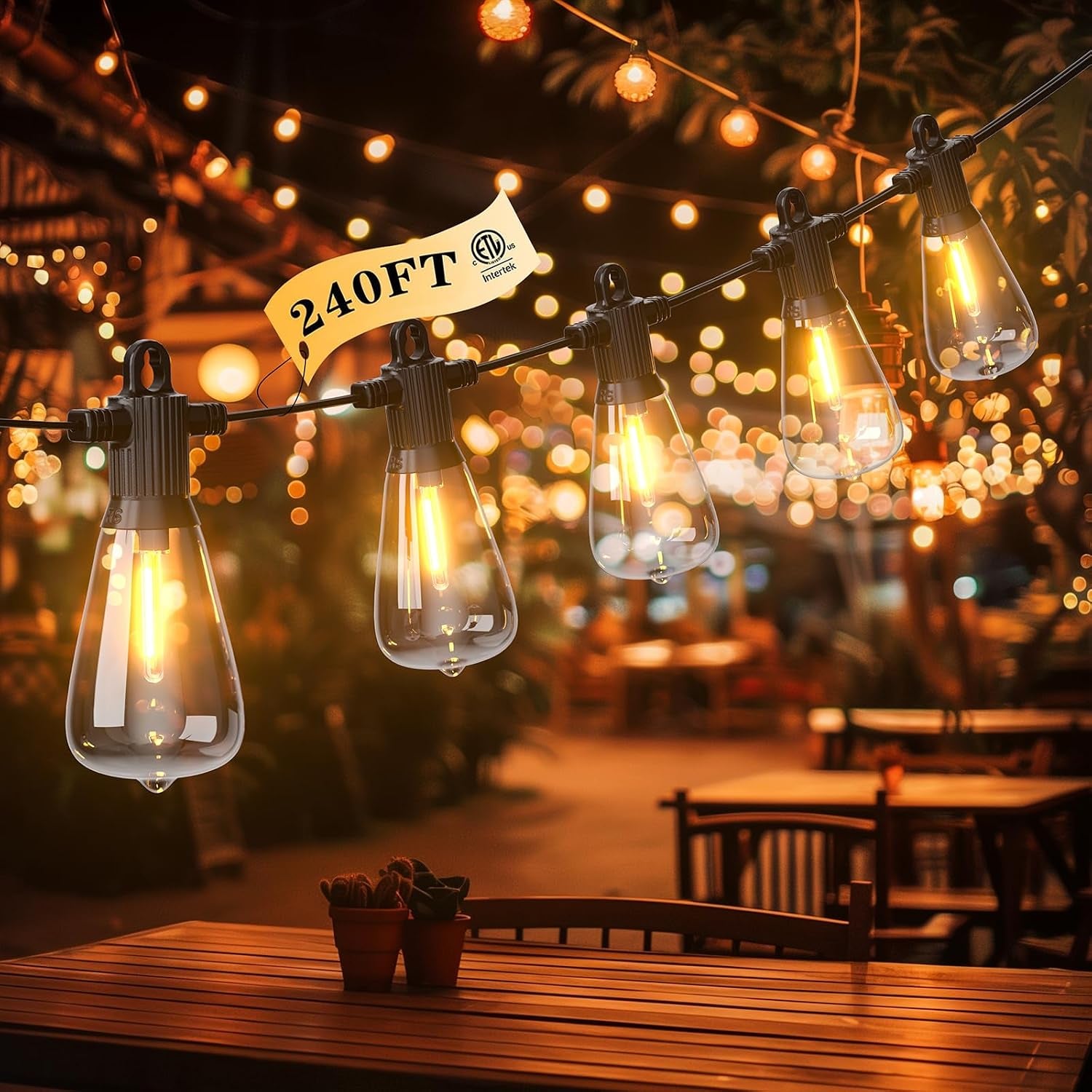 ST38 LED Outdoor String Lights, 240FT Waterproof IP65 Hanging Patio Lights