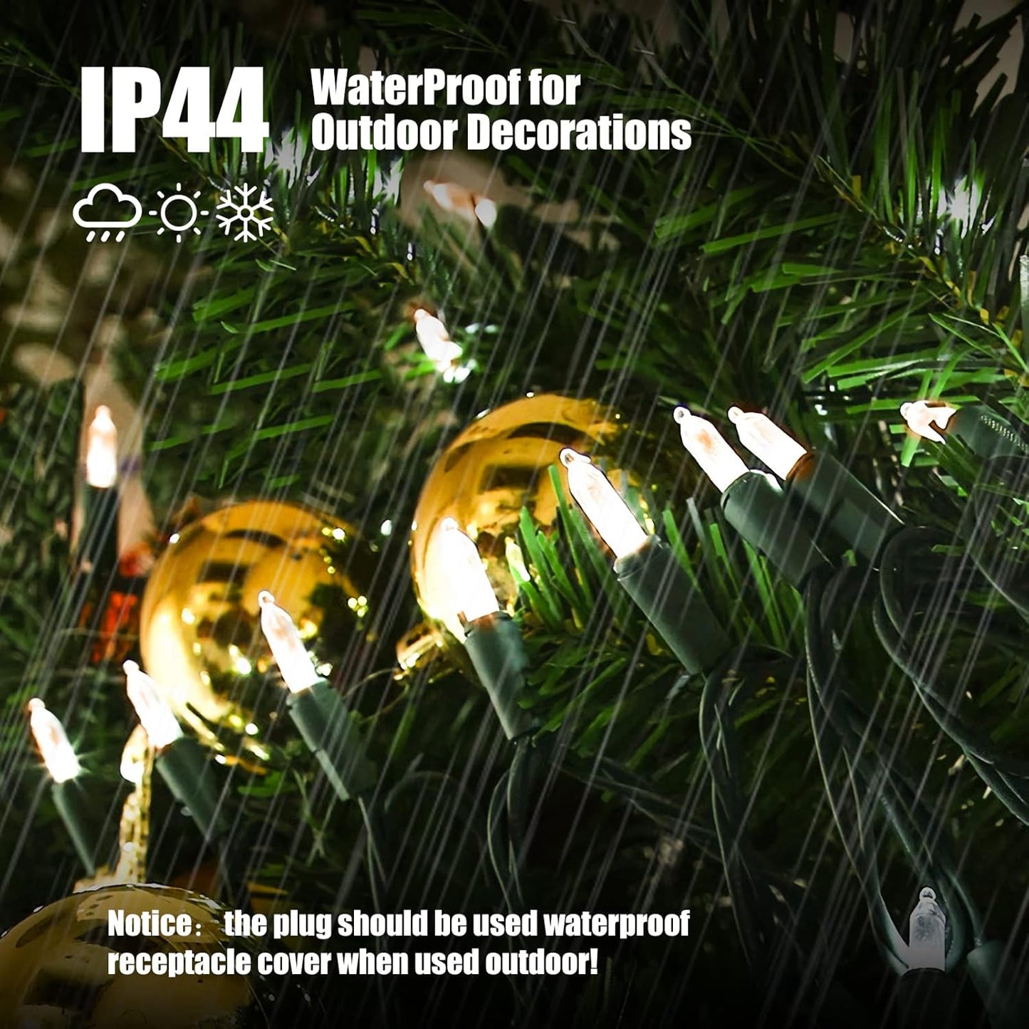 Christmas Lights Clear White 100 Count Incandescent Lights UL Certified Connectable Christmas Tree Lights with Green Wires for Indoor Outdoor Xmas, Wedding, Holiday, Party, Home Decorations