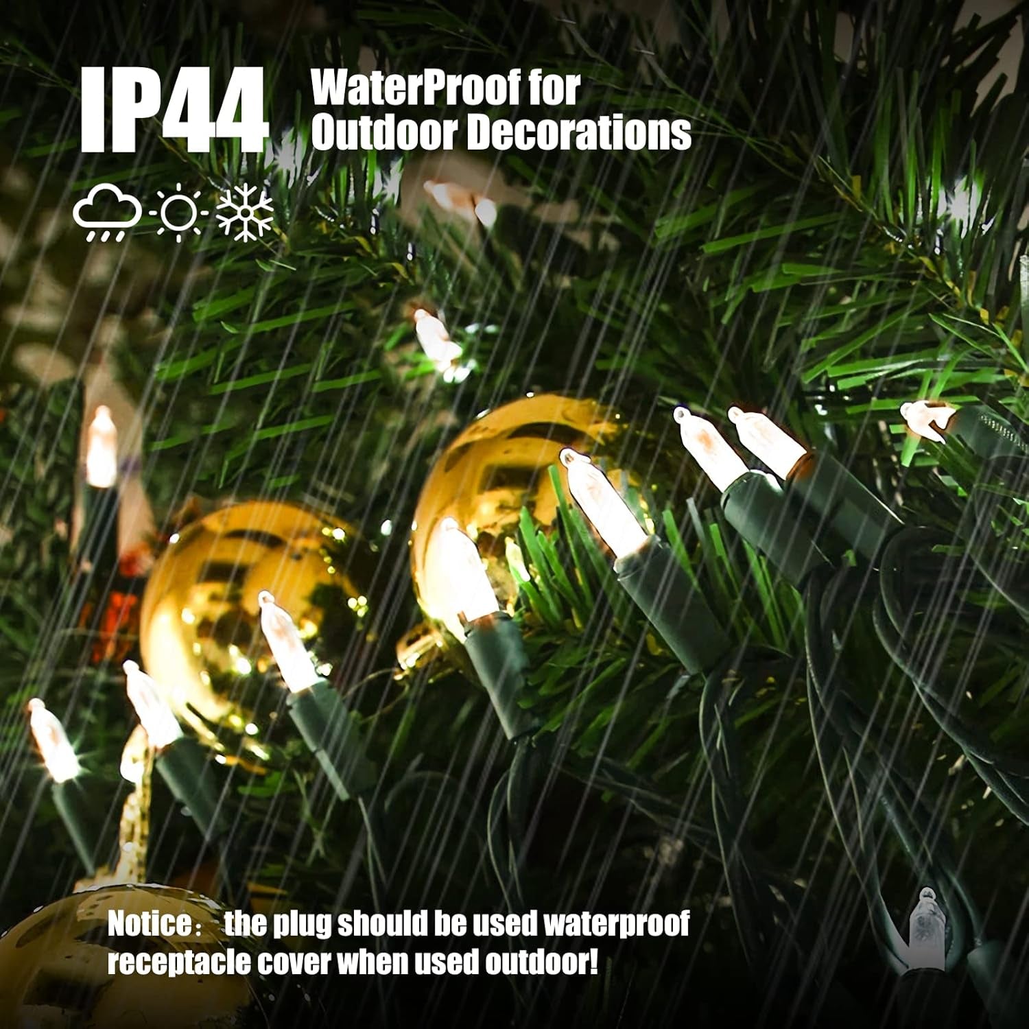 Christmas Lights Clear White 100 Count Incandescent Lights UL Certified Connectable Christmas Tree Lights with Green Wires for Indoor Outdoor Xmas, Wedding, Holiday, Party, Home Decorations