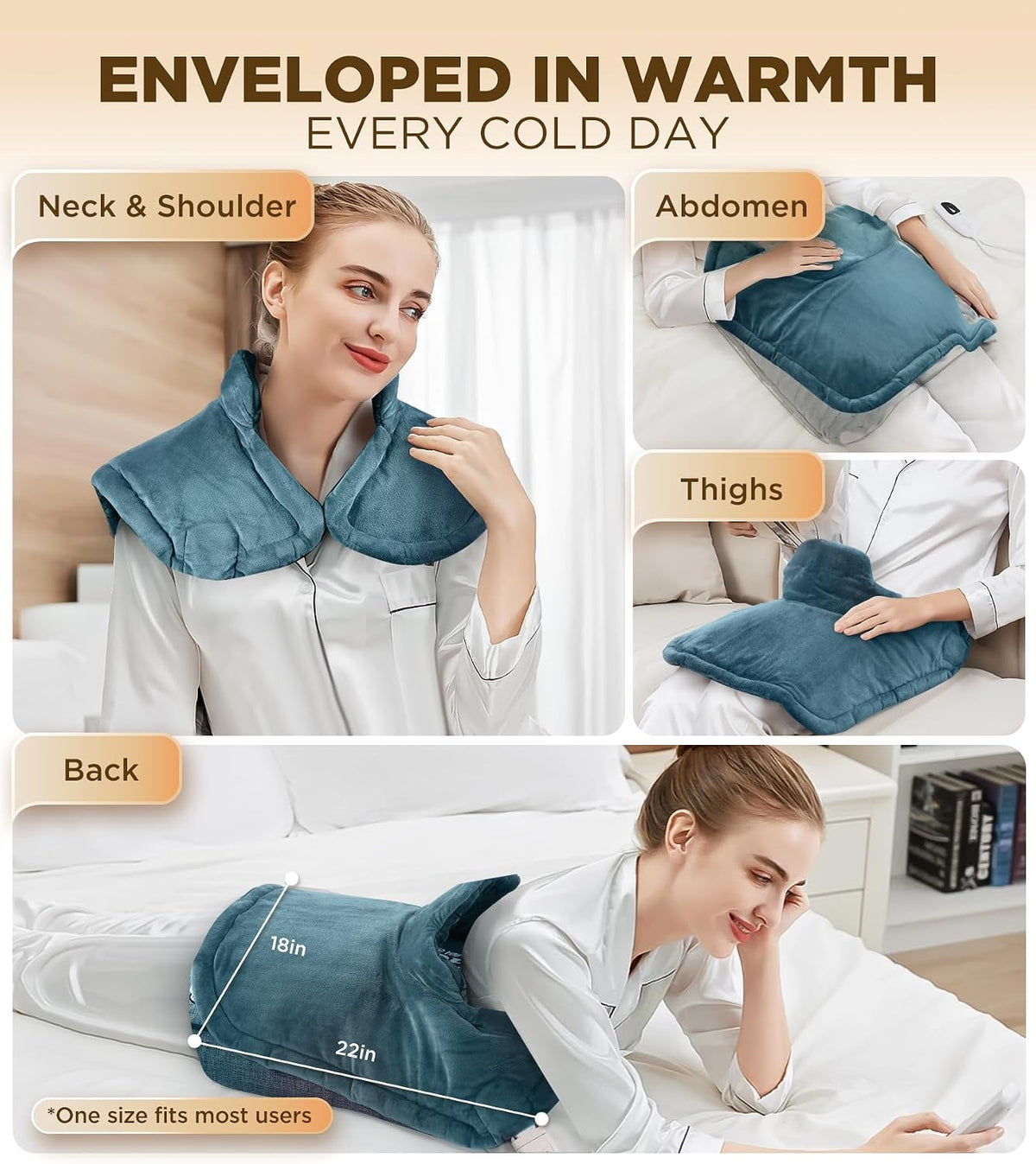 Graphene-Infused Heating Pad 3X Deeper Muscle Relief, Weighted Instant Heating Pads for Neck and Shoulders, Heated Wrap with 6 Heat Options and 4 Auto-Off Timer, Gifts for Mom Women Christmas Birthday