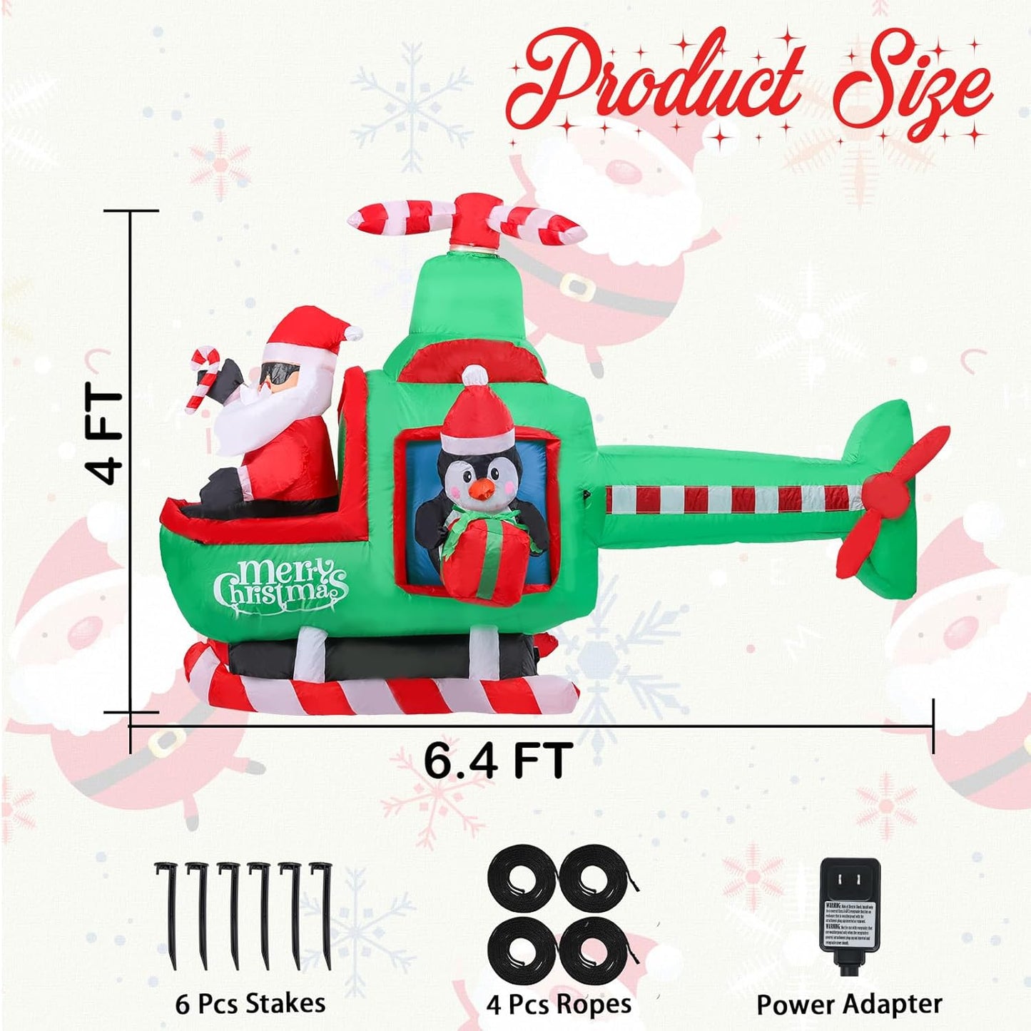 Christmas Inflatables Outdoor Decorations, 6.5FT Santa Flying Animated Airplane with Penguin Blow up Built-In LED Lights for Holiday Yard Garden Lawn Xmas Decor