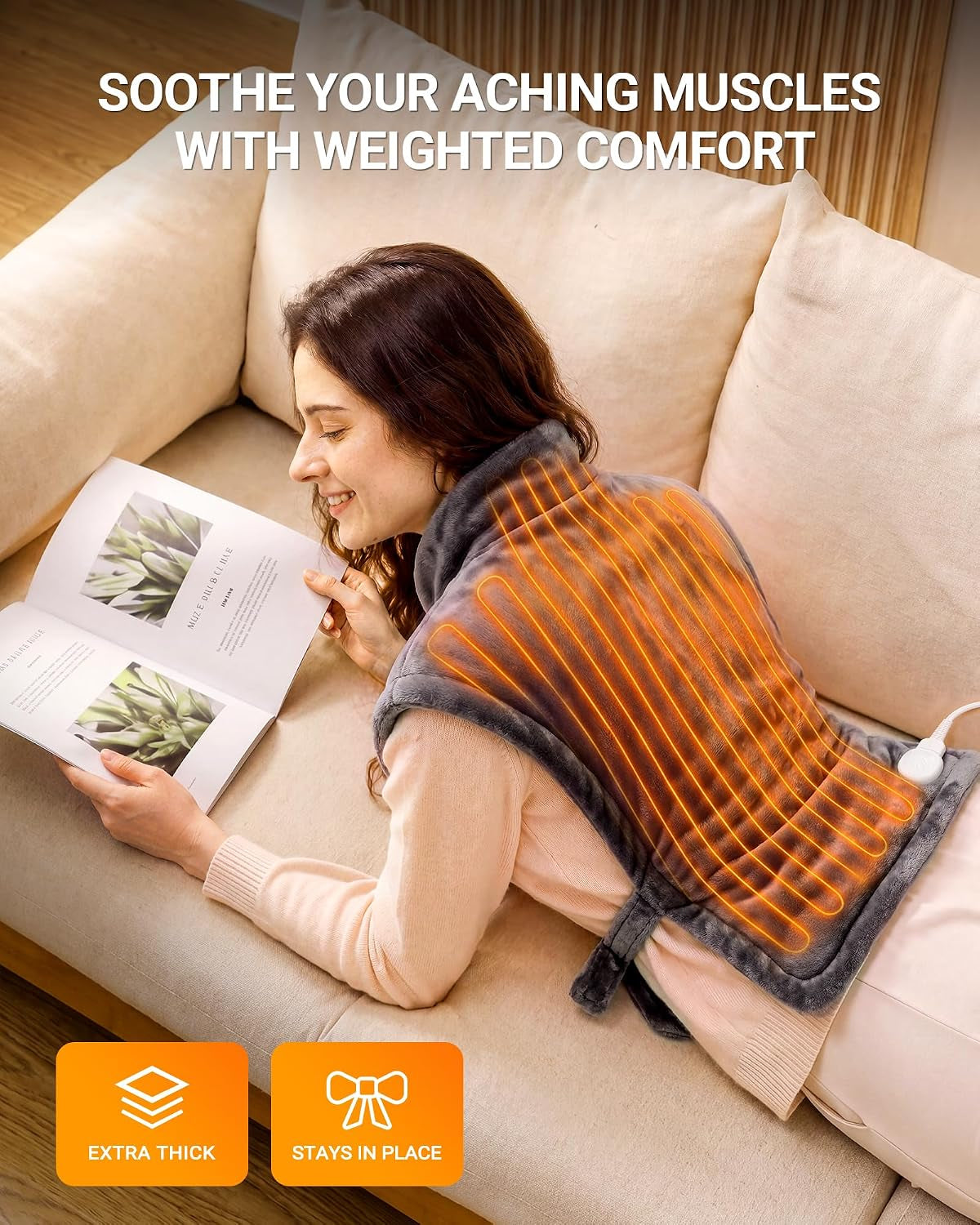 Electric Heating Pad for Neck Shoulder: 33X24In, ETL Certified
