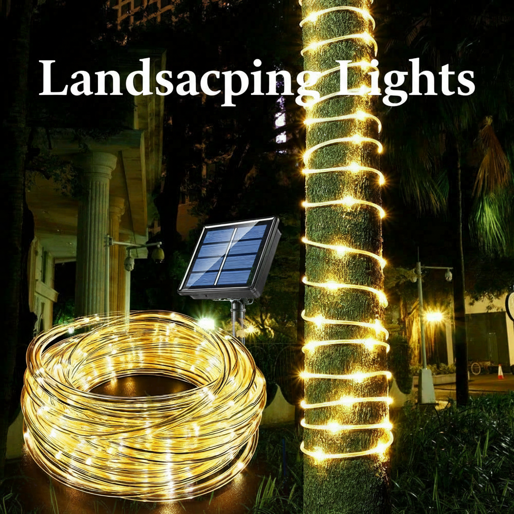 Solar Rope Light 33FT 100L IP65 Waterproof Outdoor LED Copper Fairy String Tube Lights for Party Garden Yard Home Wedding Christmas Halloween Holiday Tree Decoration Lighting (Warm White)