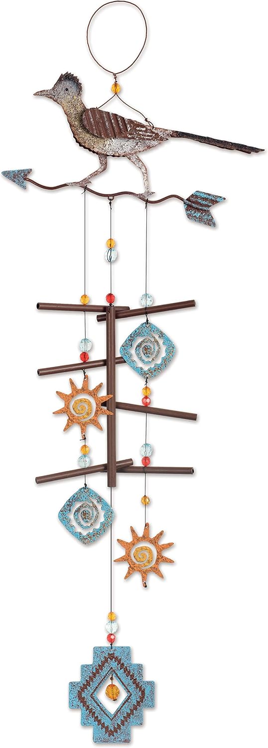 Roadrunner on Arrow Wind Chime, 28" Great Outdoor Lawn Decoration Easy to take Care