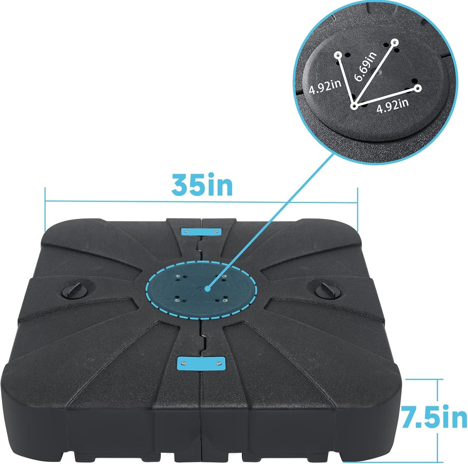 Heavy Duty Patio Umbrella Stand Base 34'' X 34'' Cantilever , 265Lbs Capacity Heavy Duty Outdoor Offset Umbrella Stand Weight 