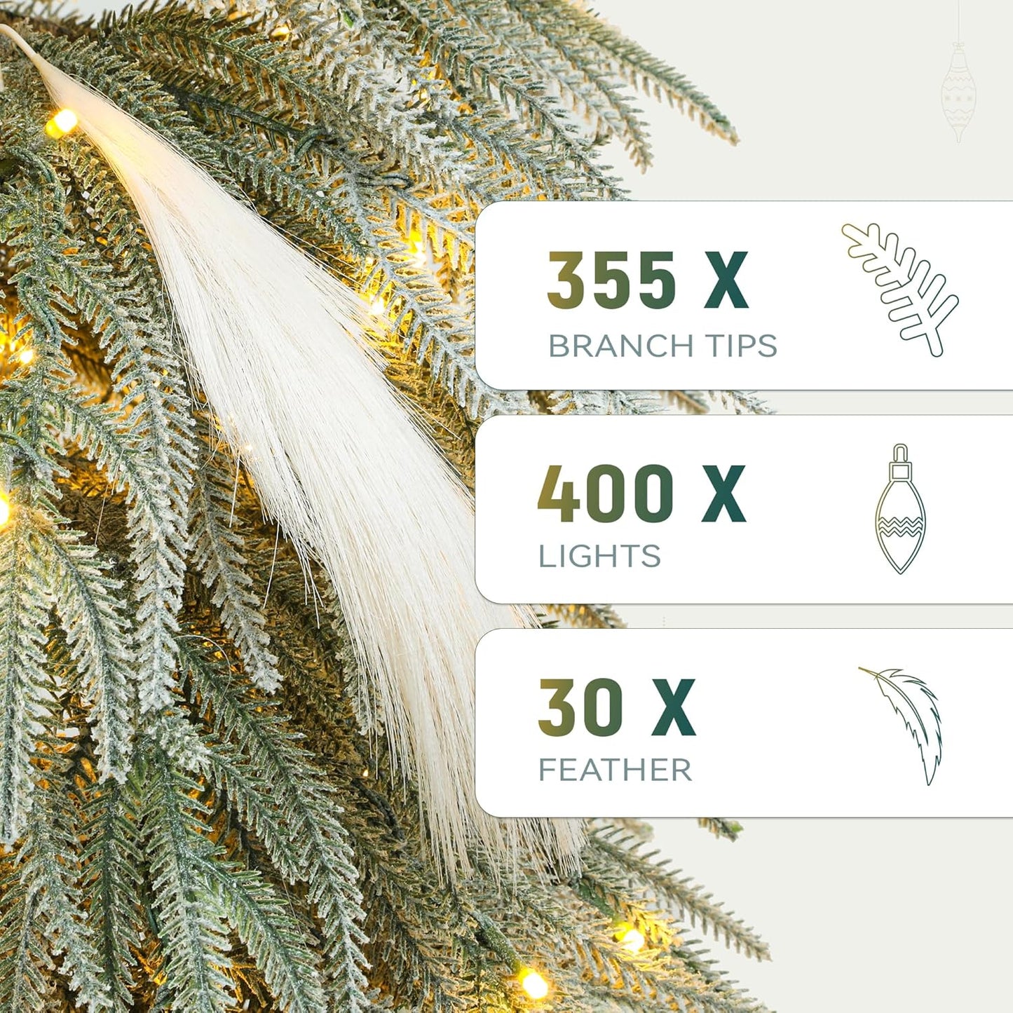 Pre-Lit Flocked Pampas Christmas Tree 6Ft