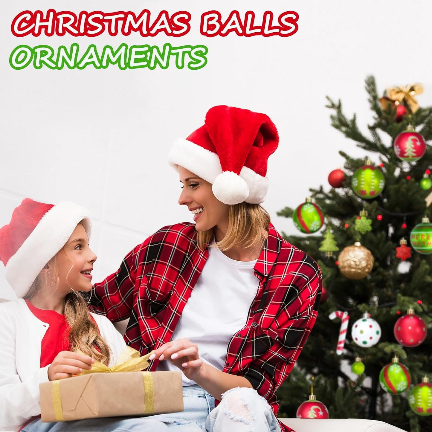 46 Pcs Christmas Ornaments, Christmas Tree Ornaments,Christmas Tree Decoration Ornaments Xmas Ball for Xmas Holiday Wreath Garland, Red and Green