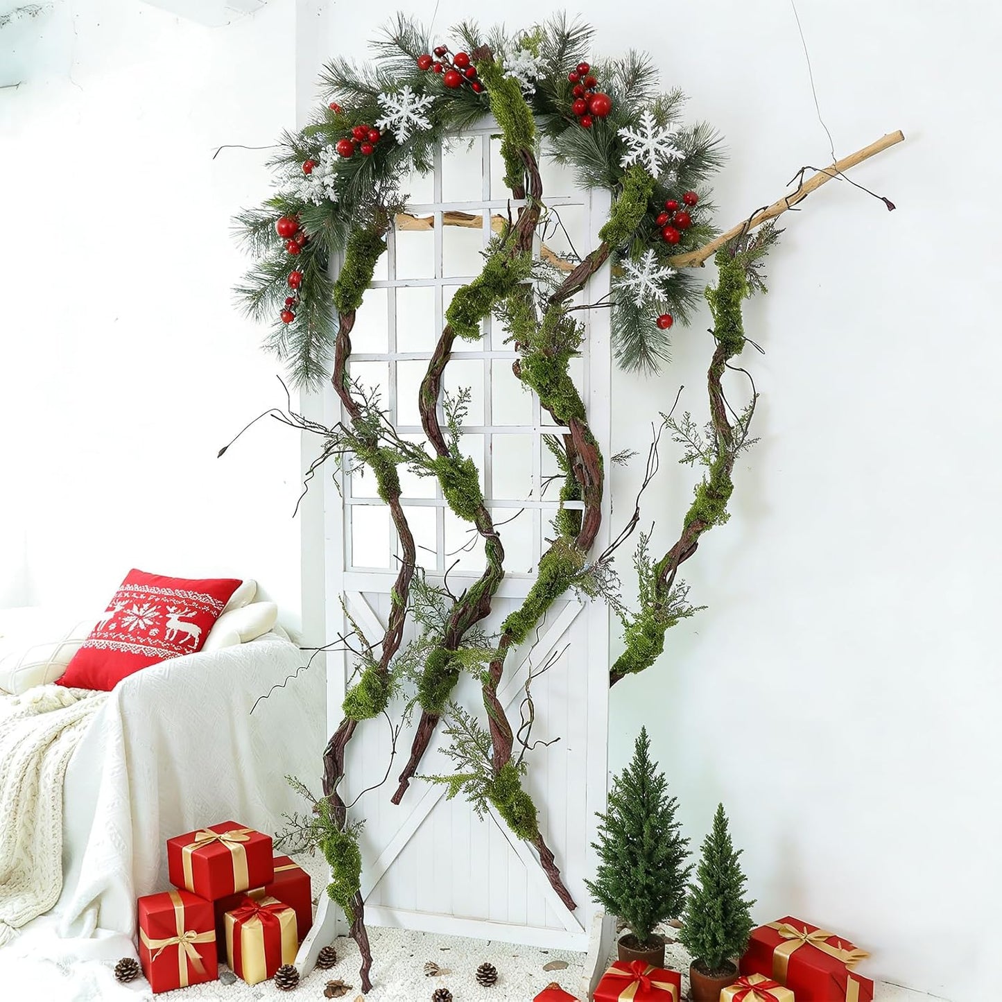 78" Large Bendable Fake Tree Trunk Branch Wall Hanging Moss Vine