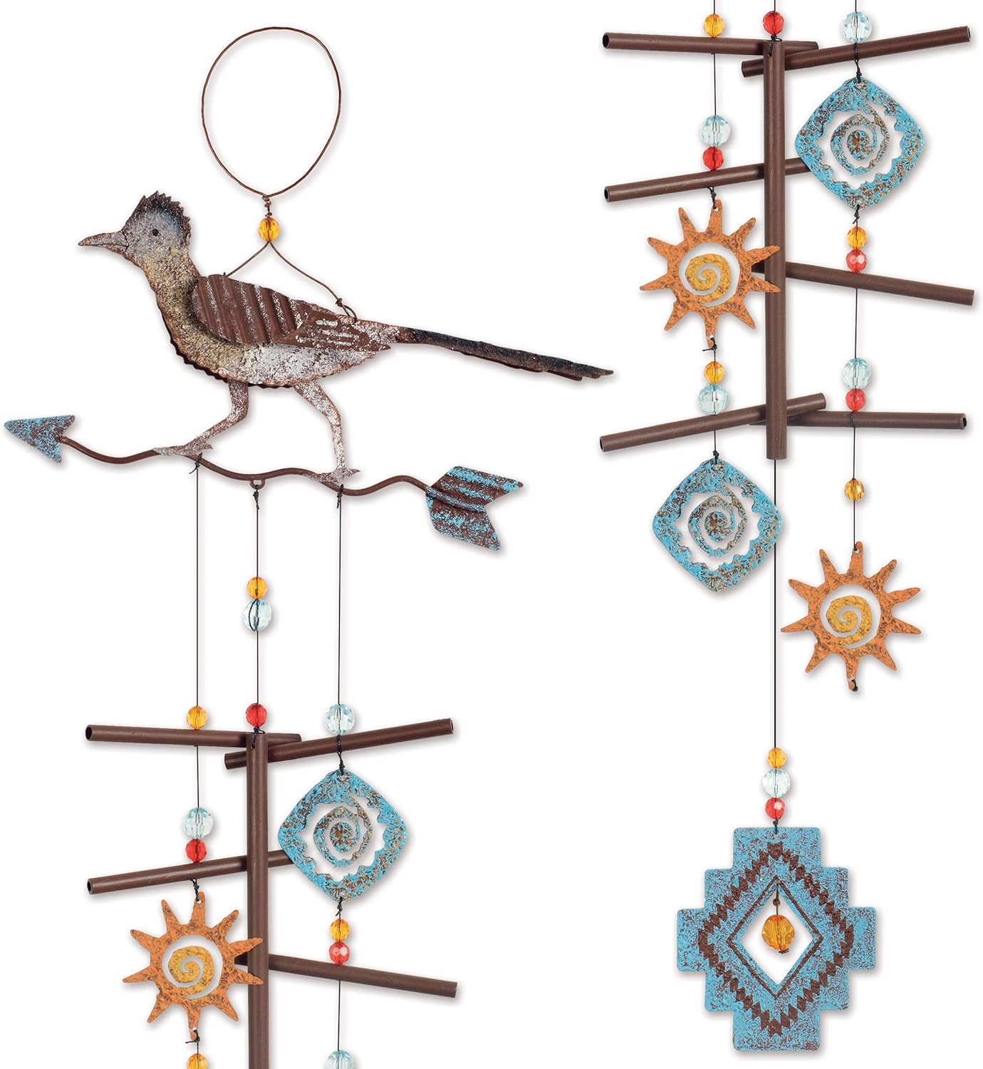 Roadrunner on Arrow Wind Chime, 28" Great Outdoor Lawn Decoration Easy to take Care