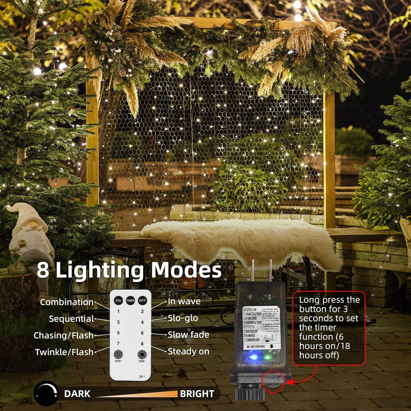 300Led Fairy Lights Plug in with Remote & Timer for Christmas Tree