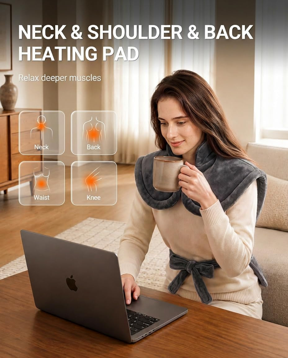 Electric Heating Pad for Neck Shoulder: 33X24In, ETL Certified