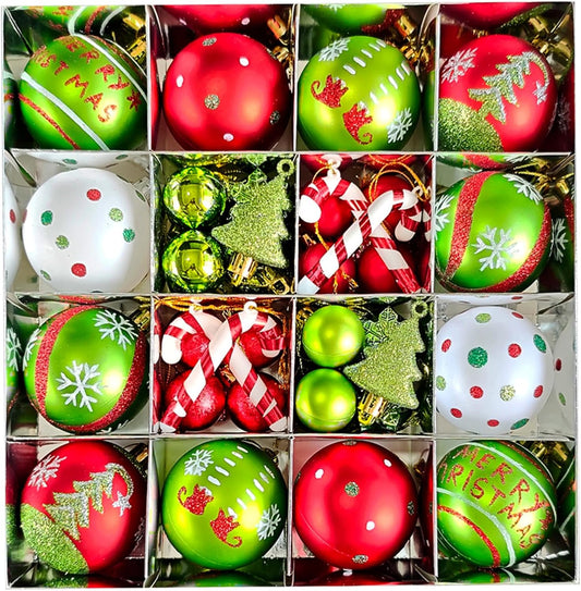 46 Pcs Christmas Ornaments, Christmas Tree Ornaments,Christmas Tree Decoration Ornaments Xmas Ball for Xmas Holiday Wreath Garland, Red and Green