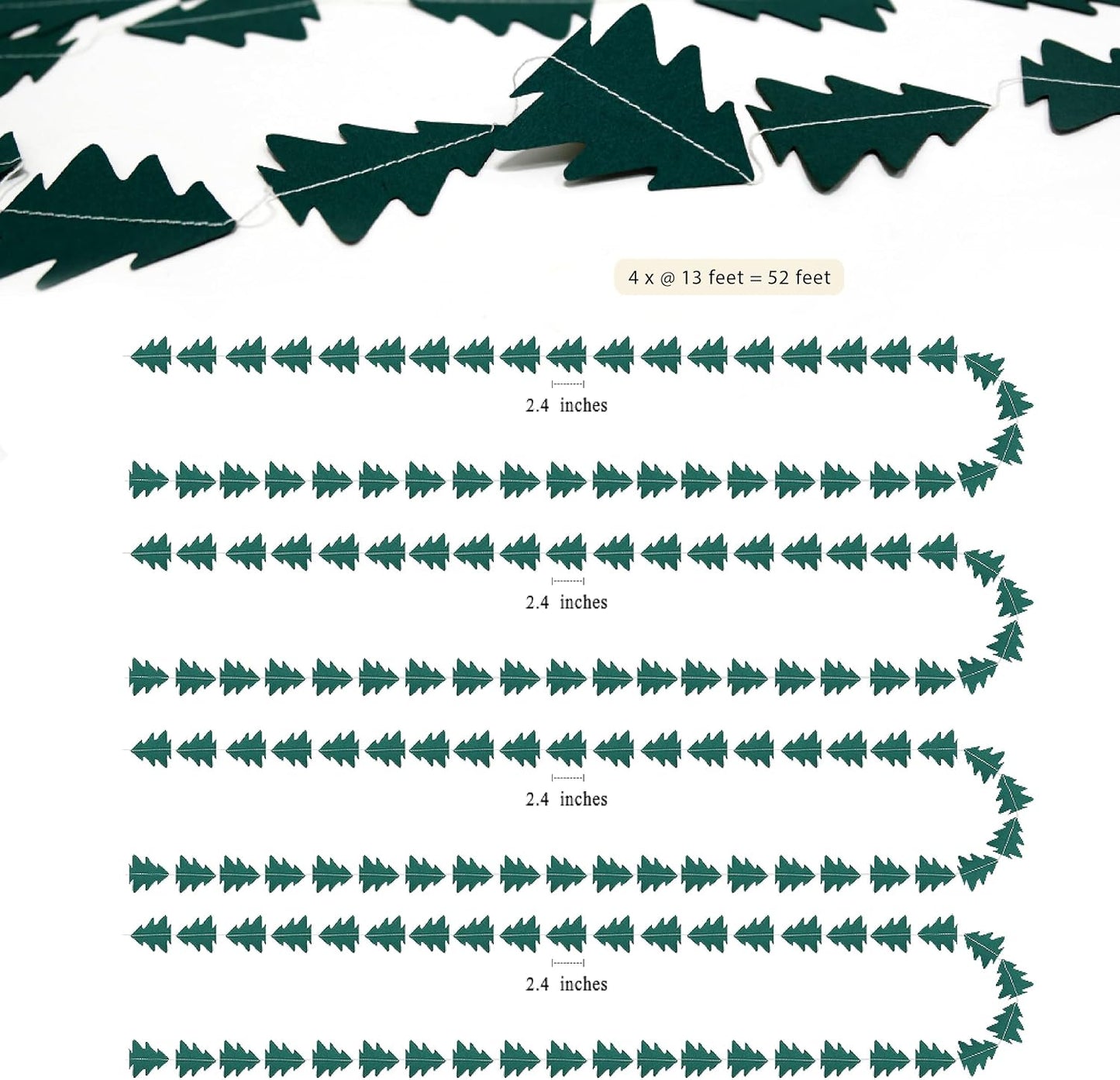 Dark Green Pine Tree Garland Camping Decorations Woodland Theme Baby Shower One Happy Camper Birthday Party Decoration Camp Classroom Decor Hanging Glamping Streamers Bday Photo Backdrop