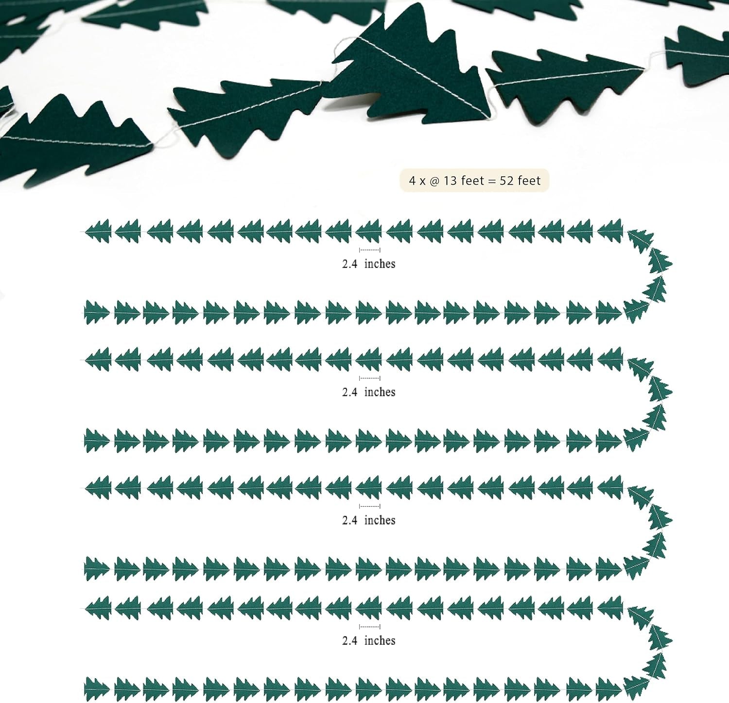 Dark Green Pine Tree Garland Camping Decorations Woodland Theme Baby Shower One Happy Camper Birthday Party Decoration Camp Classroom Decor Hanging Glamping Streamers Bday Photo Backdrop