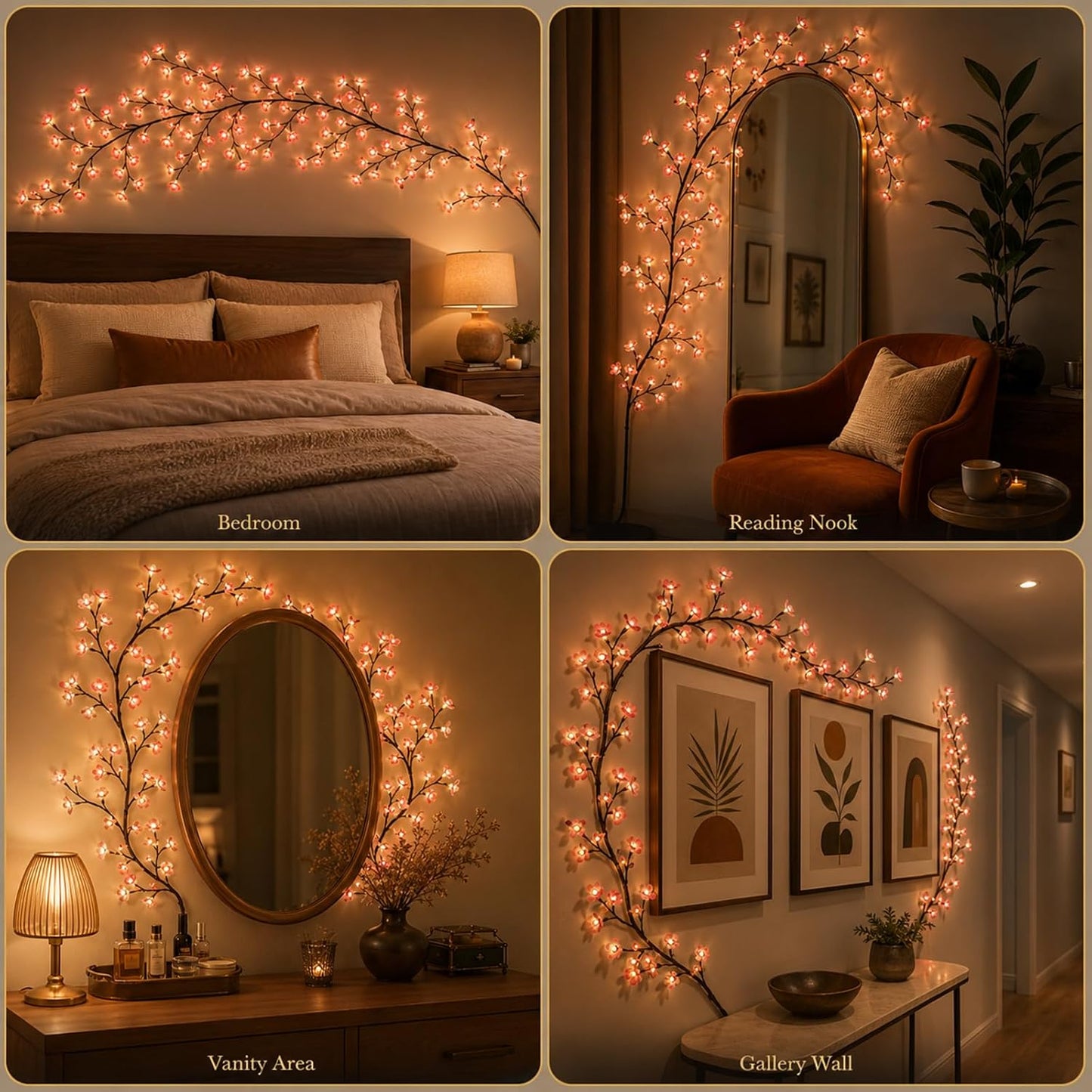 Cherry Blossom Willow Vine LED Tree Branch Lights 4FT 48 LED for Wall Decor