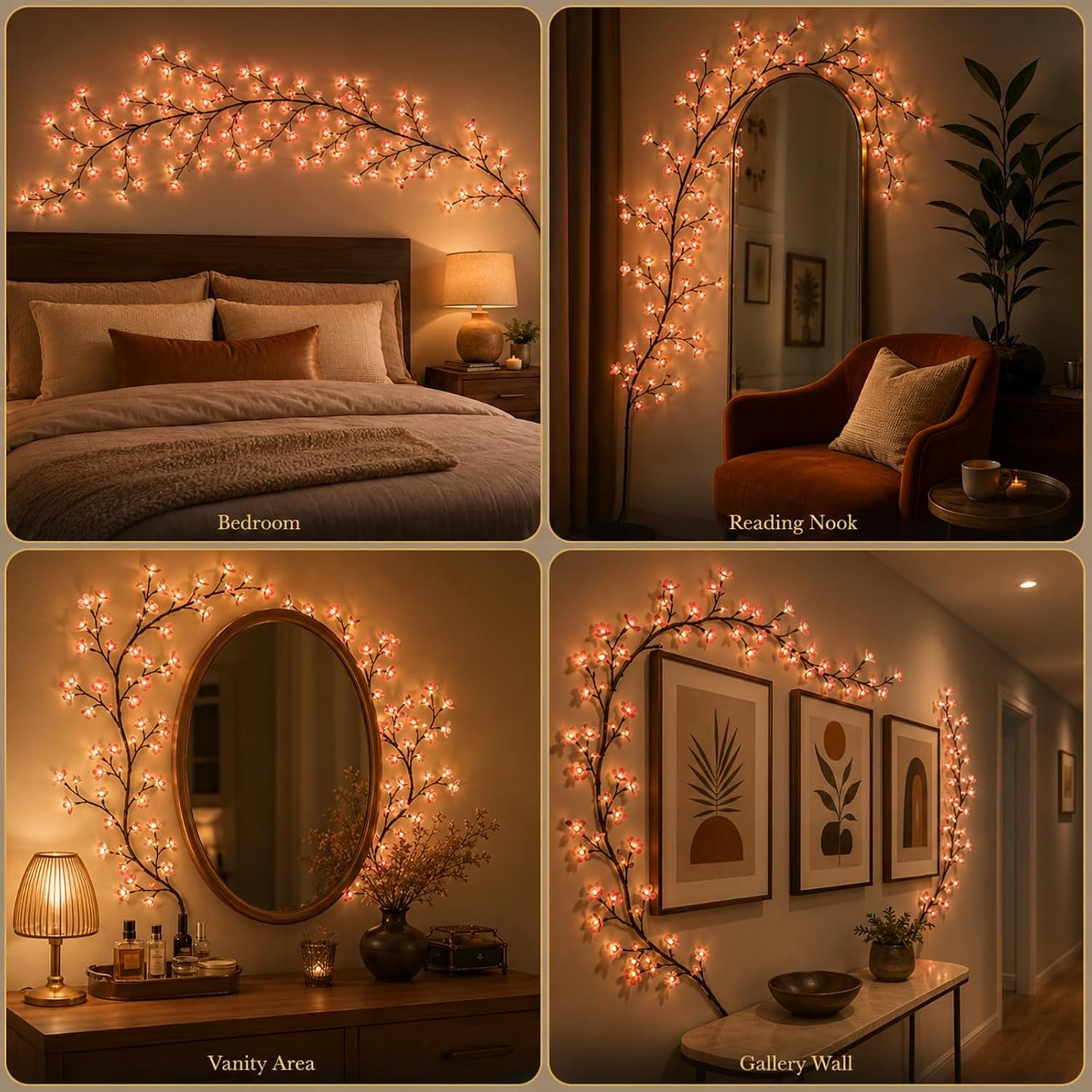Cherry Blossom Willow Vine LED Tree Branch Lights 4FT 48 LED for Wall Decor