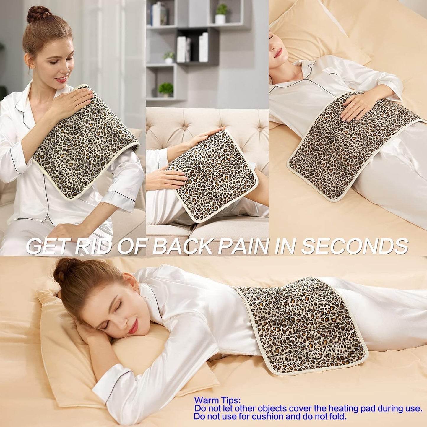 Heating Pad,Heated Blanket,Heating Pad for Back Neck,Leopardprint,24X12 In