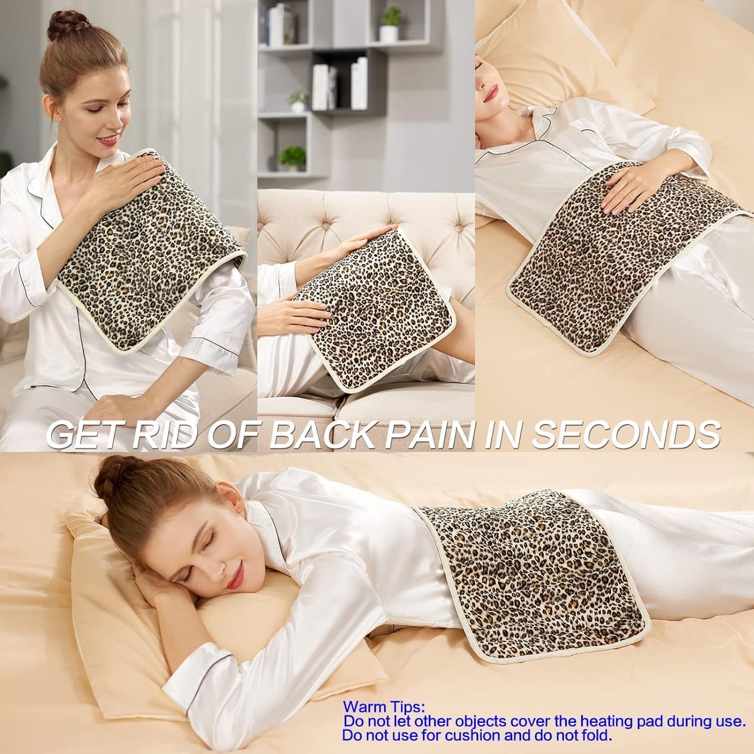 Heating Pad,Heated Blanket,Heating Pad for Back Neck,Leopardprint,24X12 In