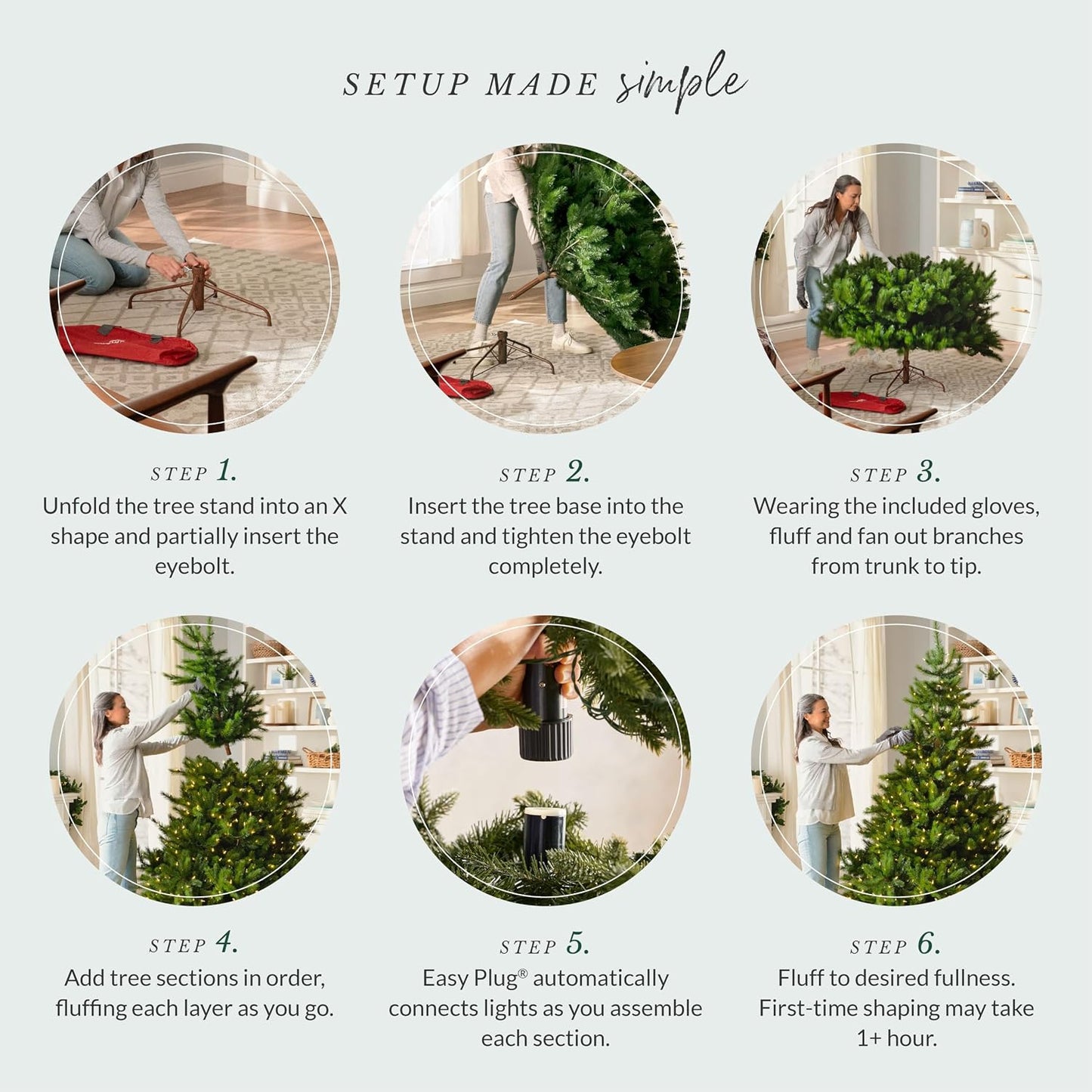 BH Fraser Fir - Full Christmas Tree with Most Realistic True Needle Foliage, Easy Plug Technology & Multiple Height and Lighting Options, LED Clear, 12Ft