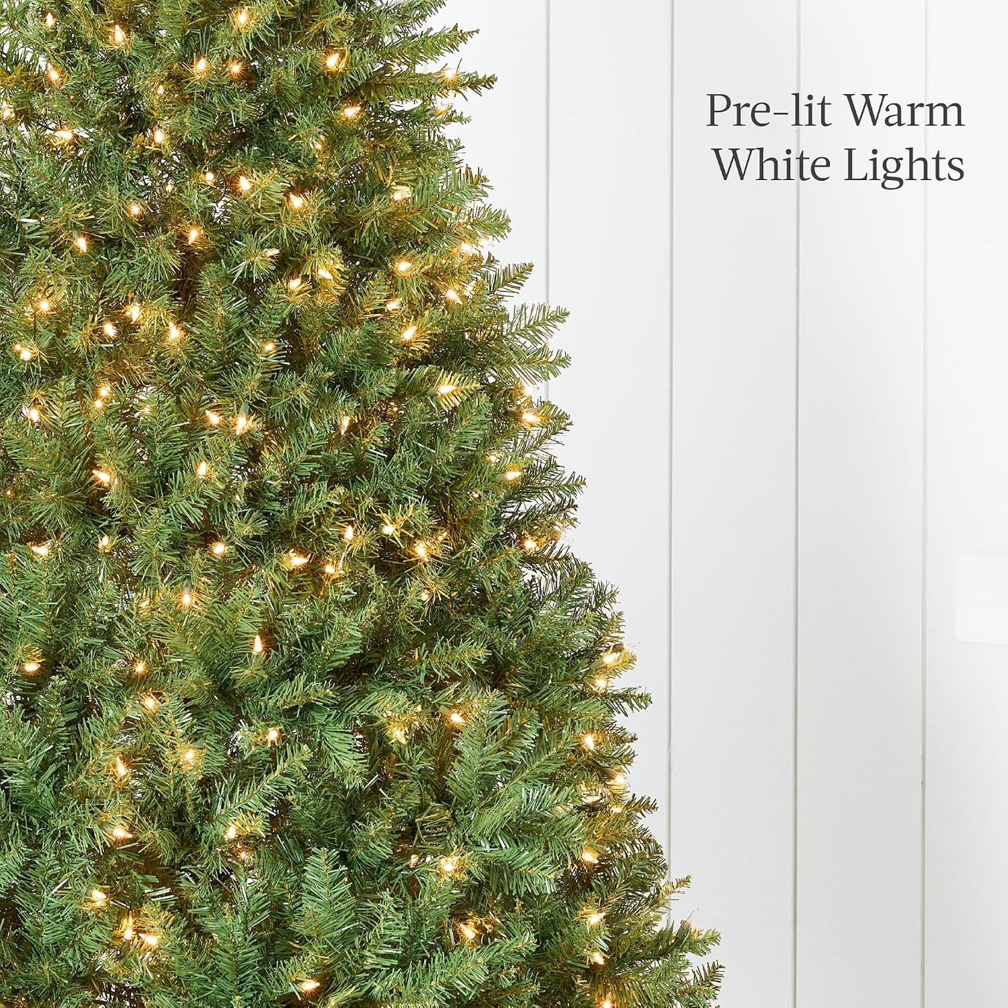 9Ft Artificial Christmas Tree Pre-Lit W/Viral Twinkling Lights Douglas Fir Full Fir Lighted Holiday Decoration W/ 1,000 Warm White LED Lights, 3,594 Tips, Metal Stand