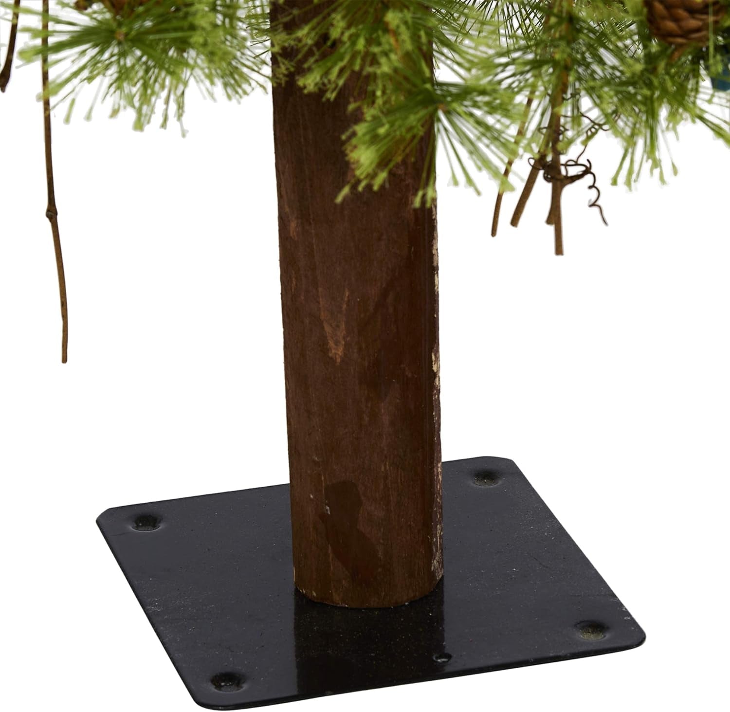 4Ft. Wyoming Alpine Artificial Christmas Tree with 50 Clear (Multifunction) LED Lights and Pine Cones on Natural Trunk