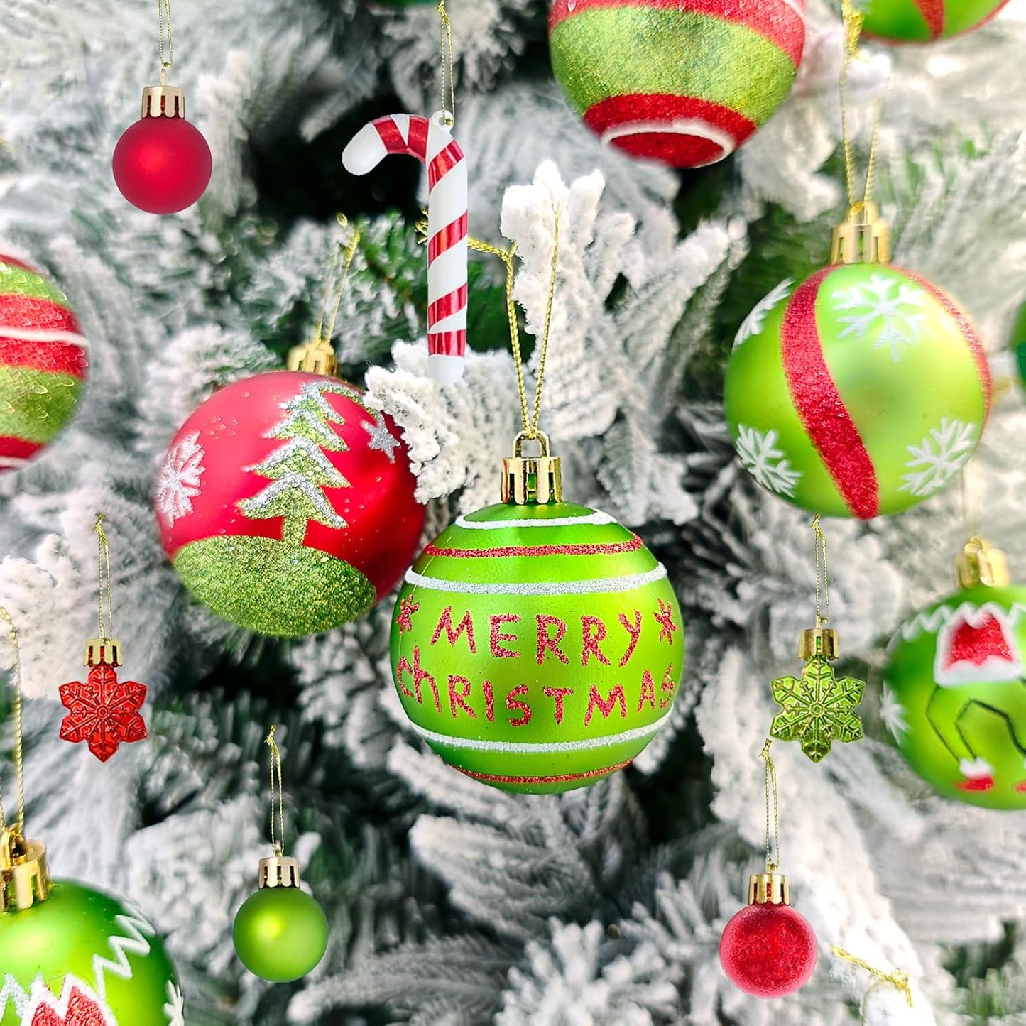 46 Pcs Christmas Ornaments, Christmas Tree Ornaments,Christmas Tree Decoration Ornaments Xmas Ball for Xmas Holiday Wreath Garland, Red and Green