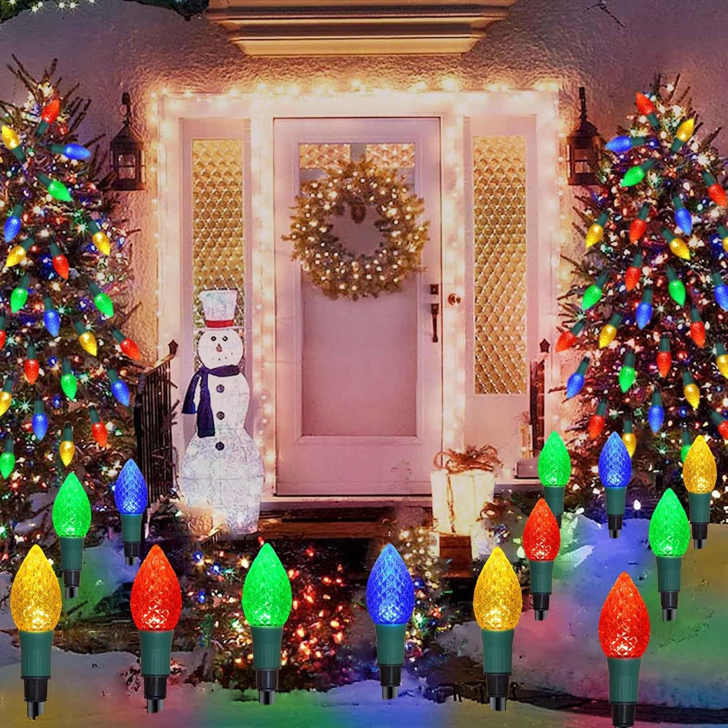 20-Pack Solar C9 Multi-Color Garden Stake Lights for Christmas Tree, Garden, Patio, Yard, Pathway