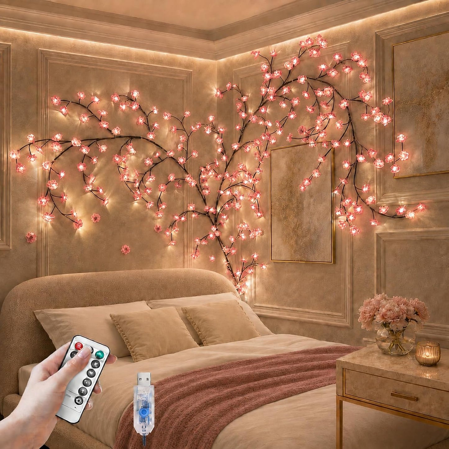 Cherry Blossom Willow Vine LED Tree Branch Lights 4FT 48 LED for Wall Decor