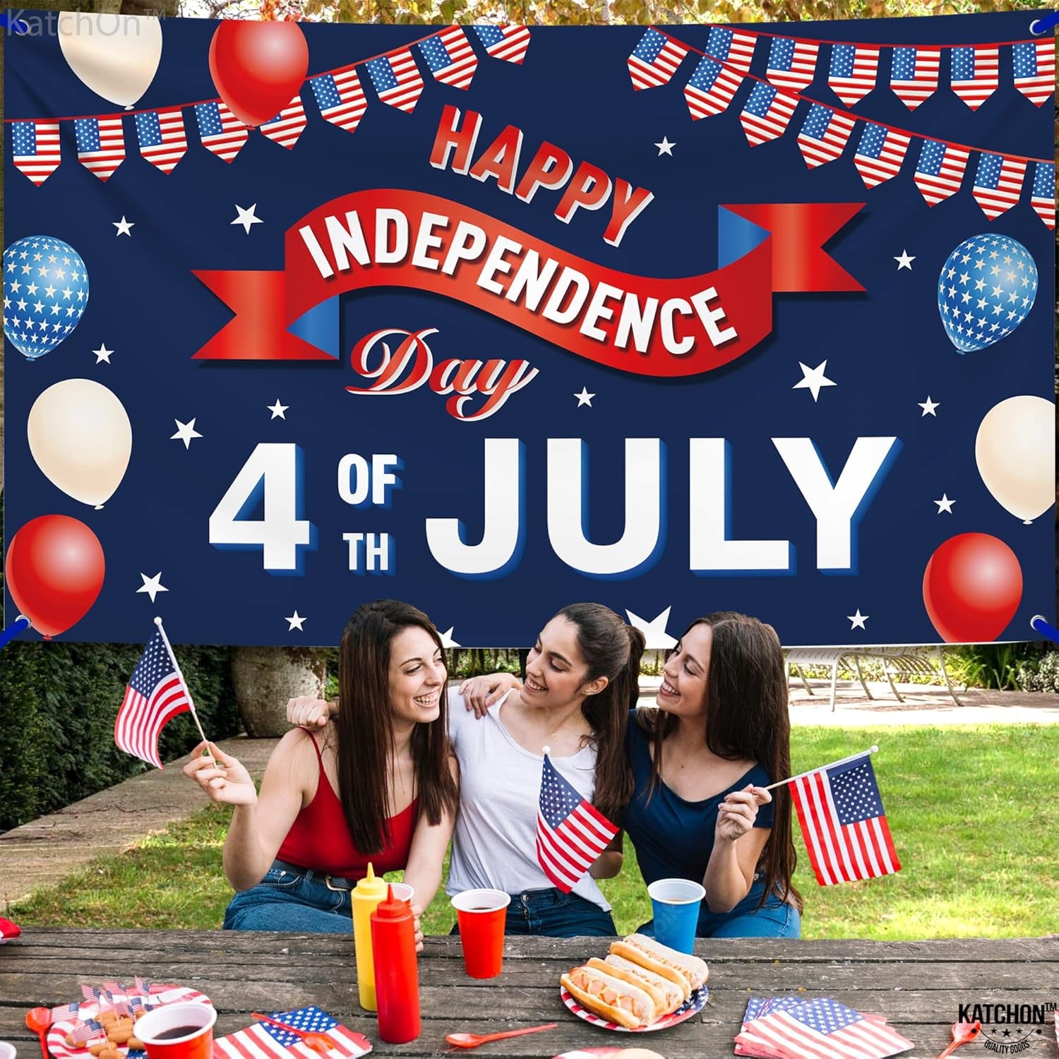 , Happy 4Th of July Banner - Large, 72X44 Inch | 4Th of July Decorations for Home | July 4 Decorations Banner for Patriotic Decorations Outdoor | Fourth of July Banner, 4Th of July Backdrop