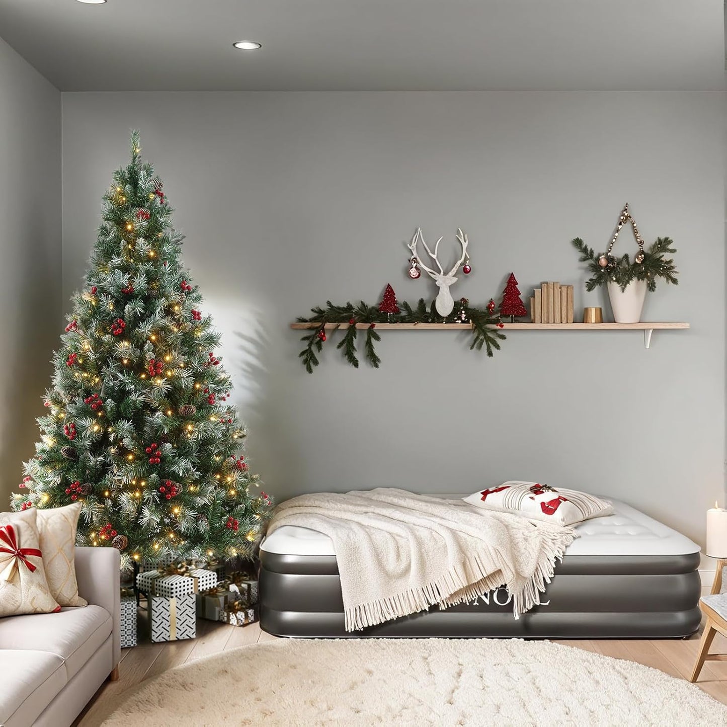 Prelit Christmas Tree with Lights 6Ft - Premium Artificial Christmas Tree, with 874 Branch Tips and 250 Warm Lightsm, Support Automatique, Easy Assembly,Perfect Choice for Xmas Decorations