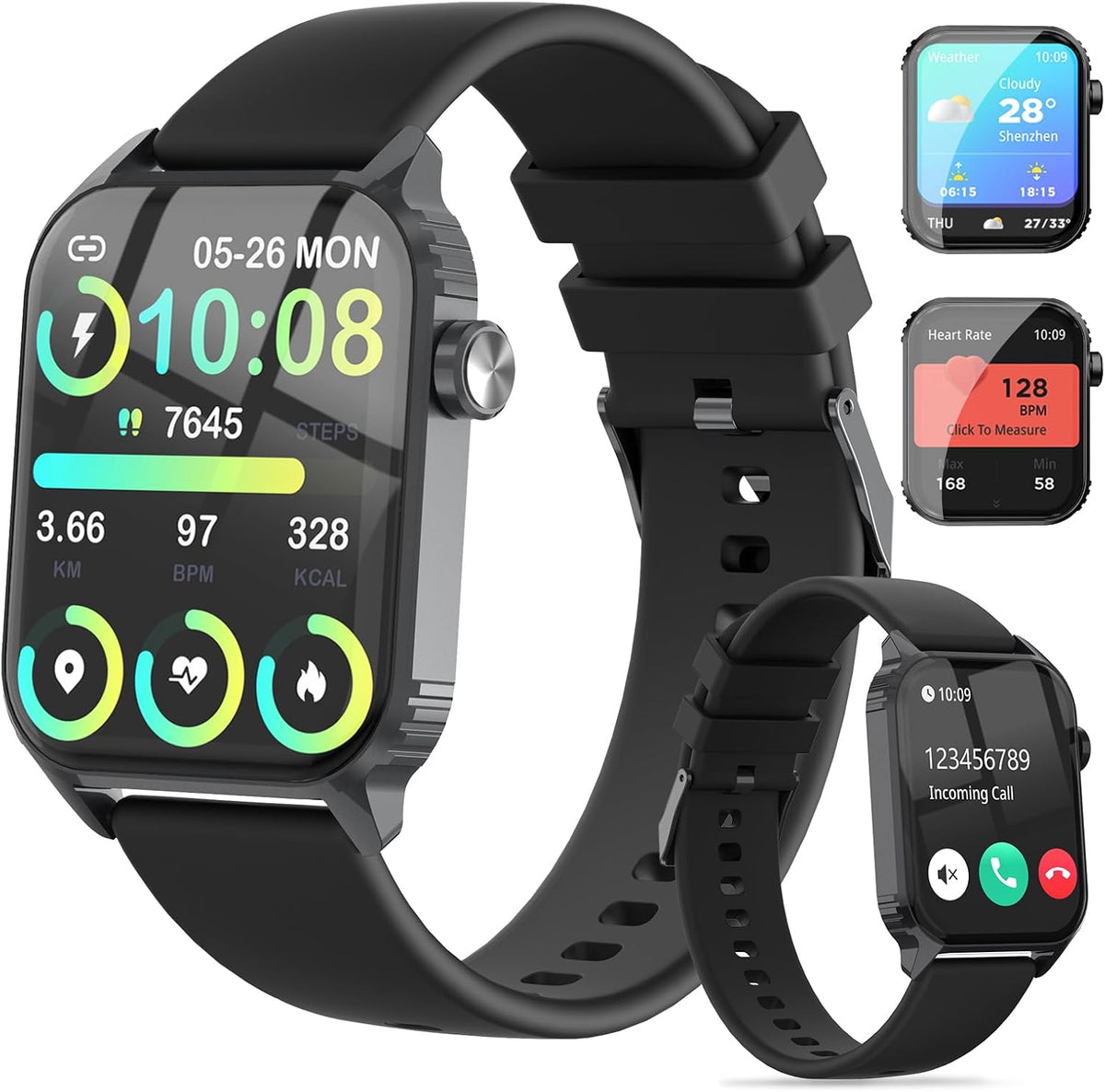Smart Watch for Men, 120 Sports Modes Smartwatch with 1.83" HD, Alexa Built-In, Heart Rate/Sleep Monitor, IP67 Waterproof, Bluetooth Call & Music Control Fitness Watch for Iphone/Android (Black)