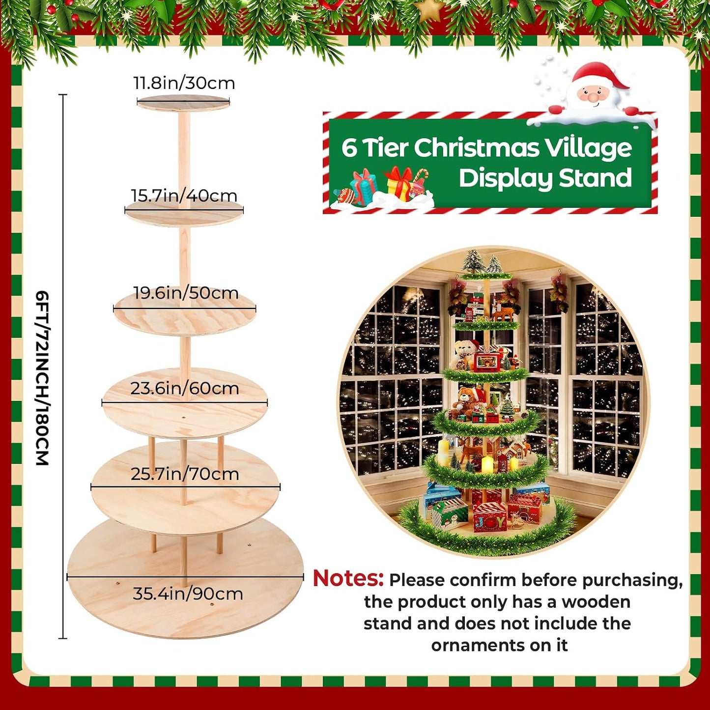 6 Tier 6 Ft Christmas Village Display, Circle