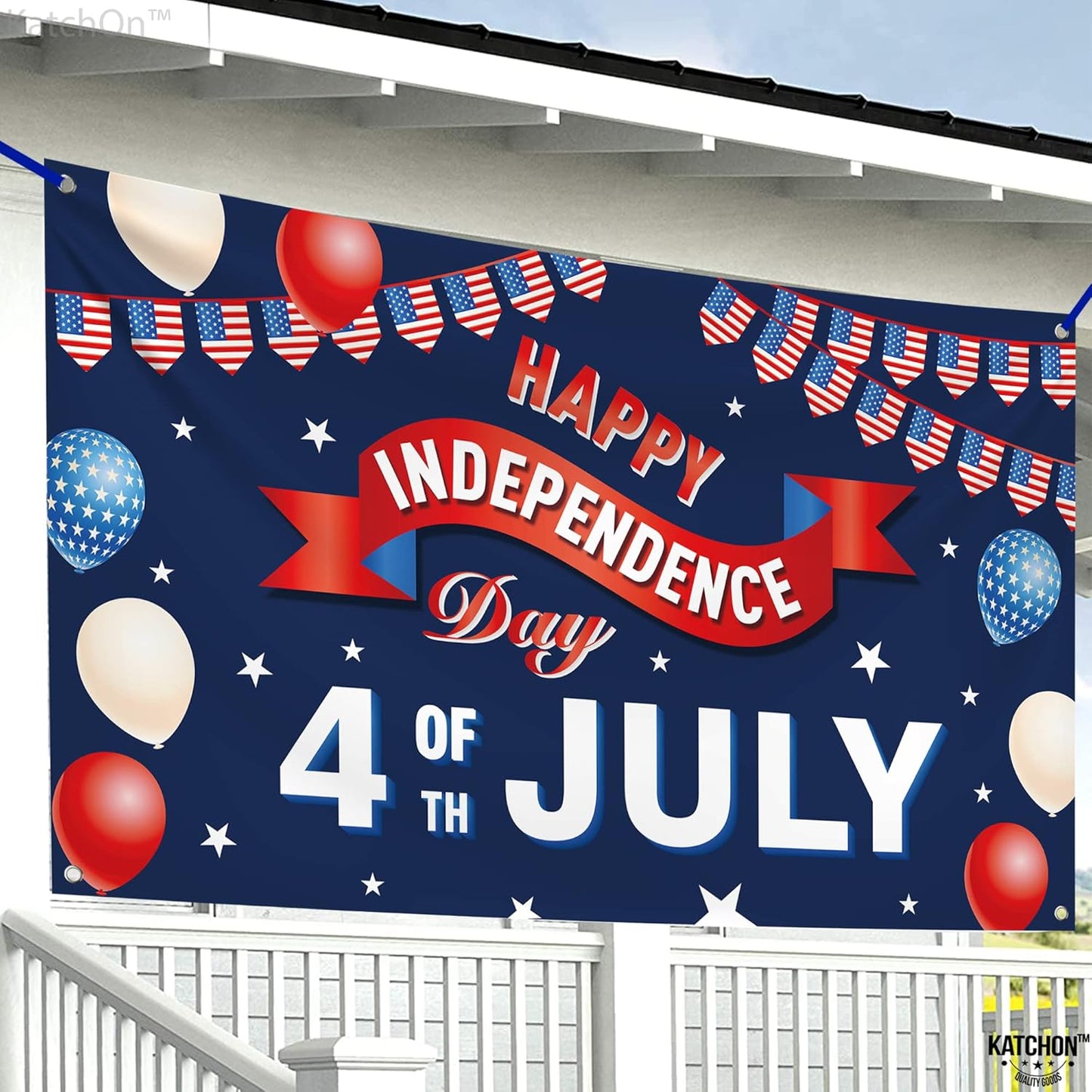 , Happy 4Th of July Banner - Large, 72X44 Inch | 4Th of July Decorations for Home | July 4 Decorations Banner for Patriotic Decorations Outdoor | Fourth of July Banner, 4Th of July Backdrop