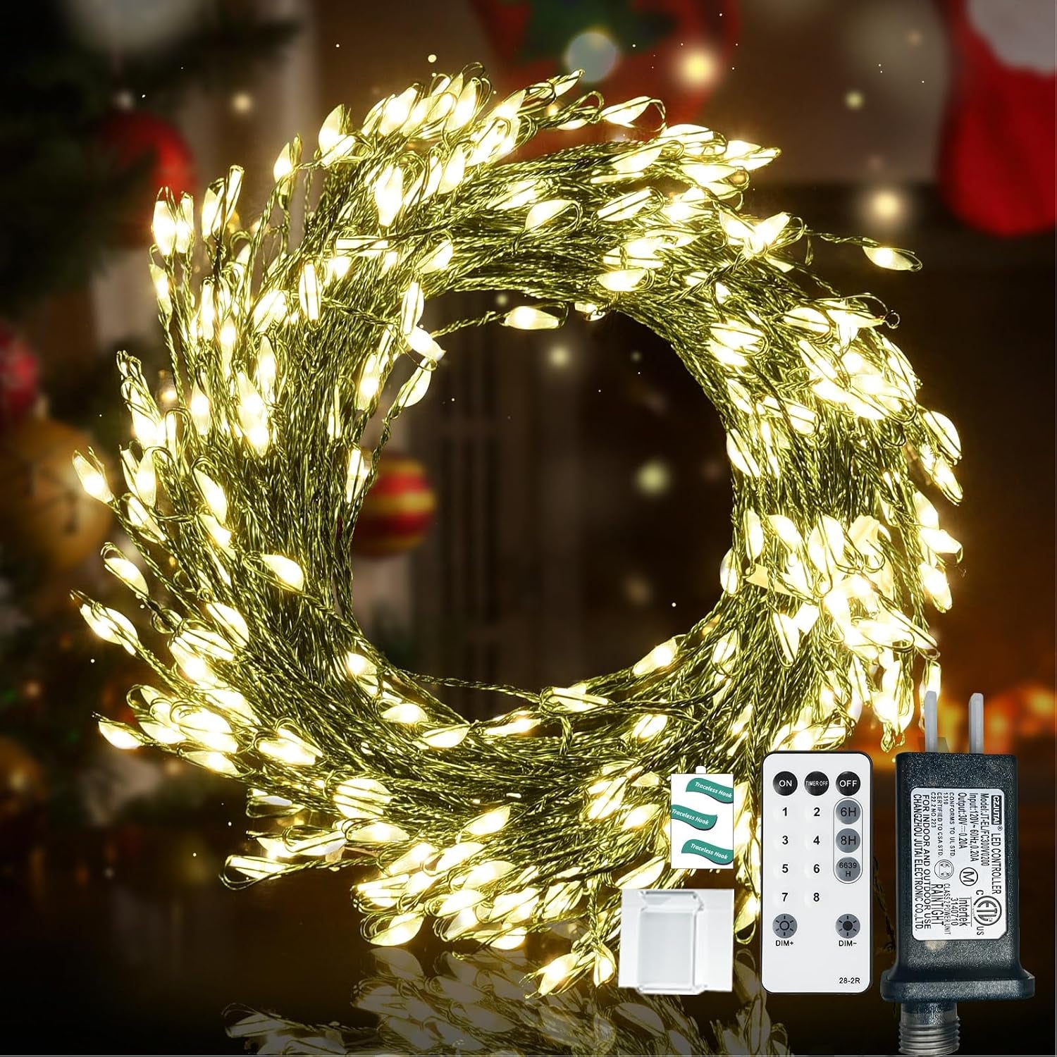 300Led Fairy Lights Plug in with Remote & Timer for Christmas Tree