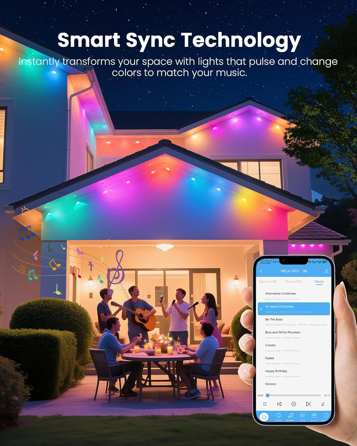 200FT RGB+IC Permanent Outdoor Lights, 24V Year-Round Roof & Eaves Lighting with 221 Modes, App & Remote Control, IP68 Waterproof, Smart outside Lights for Halloween, Christmas, Holidays