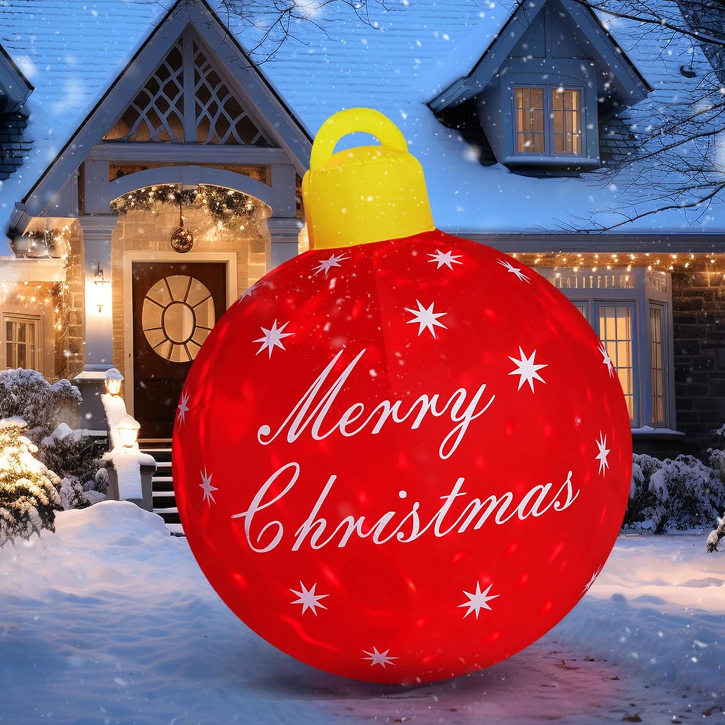 4FT Giant Merry  Blow up Cute Christmas Decor Built-In LED Xmas Yard outside Indoor Party Lawn Garden Porch Lawn Holiday(4Ft Merry Christmas Ball)