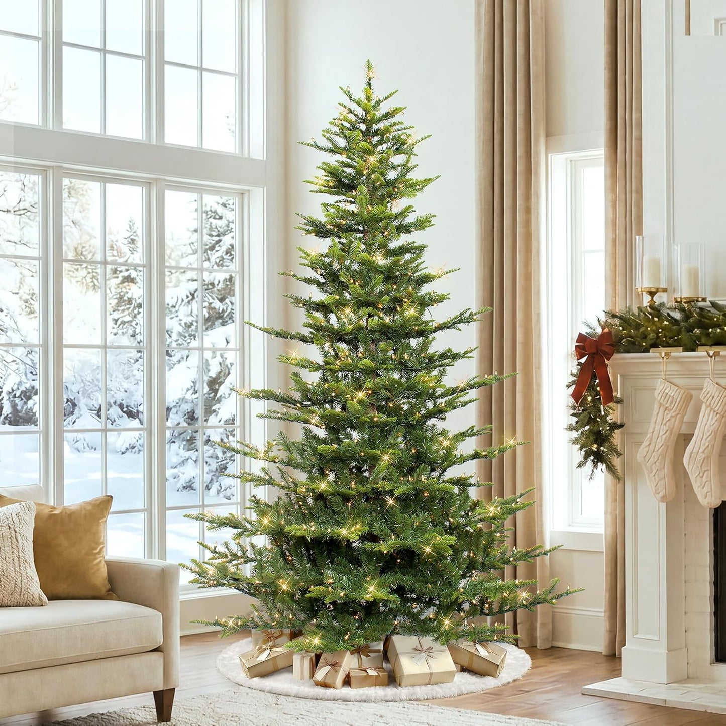 7.5Ft Pre-Lit Aspen Fir Artificial Christmas Tree
